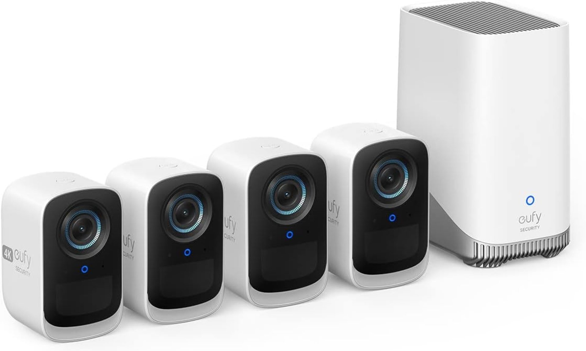 eufy security eufyCam S300(eufyCam 3C)4-Cam Kit, Security Camera Outdoor Wireless, 4K Camera, Expandable Local Storage, Face Recognition AI, Spotlight, Color Night Vision, 2.4GHz Wi-Fi, No Monthly Fee eufy security eufyCam S300(eufyCam 3C)4-Cam Kit, Security Camera Outdoor Wireless, 4K Camera, Expandable Local Storage, Face Recognition AI, Spotlight, Color Night Vision, 2.4GHz Wi-Fi, No Monthly Fee