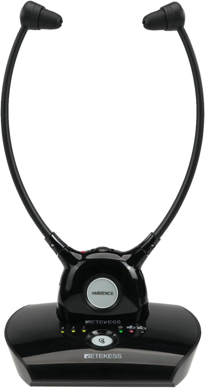 Retekess TA008 Wireless Headphones for Tv Watching, 2.4G Digital Wireless Headset System, Left and Right Ear gain Adjustment, Dual Battery,100ft Range, Tv Ears for Seniors & Hearing Impaired Retekess TA008 Wireless Headphones for Tv Watching, 2.4G Digital Wireless Headset System, Left and Right Ear gain Adjustment, Dual Battery,100ft Range, Tv Ears for Seniors & Hearing Impaired