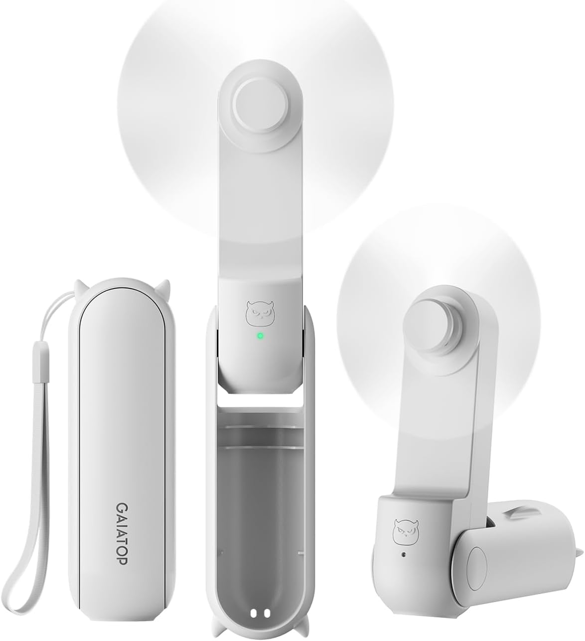 Gaiatop Portable Handheld Fan, Mini Rechargeable Folding Fans with Power Bank USB Battery Operated, Small Pocket Design for Eyelash Girls Women Travel Outdoor White Gaiatop Portable Handheld Fan, Mini Rechargeable Folding Fans with Power Bank USB Battery Operated, Small Pocket Design for Eyelash Girls Women Travel Outdoor White