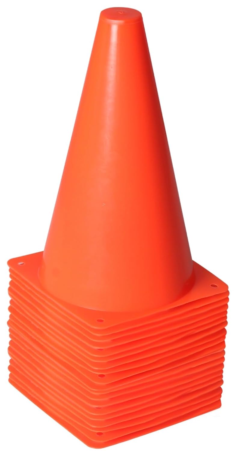 Alyoen 9 inch Orange Traffic Cones, Plastic Sport Cones, Soccer Training Cones for Outdoor Activity & Festive Events (Sets of 10/15/ 20) Alyoen 9 inch Orange Traffic Cones, Plastic Sport Cones, Soccer Training Cones for Outdoor Activity & Festive Events (Sets of 10/15/ 20)