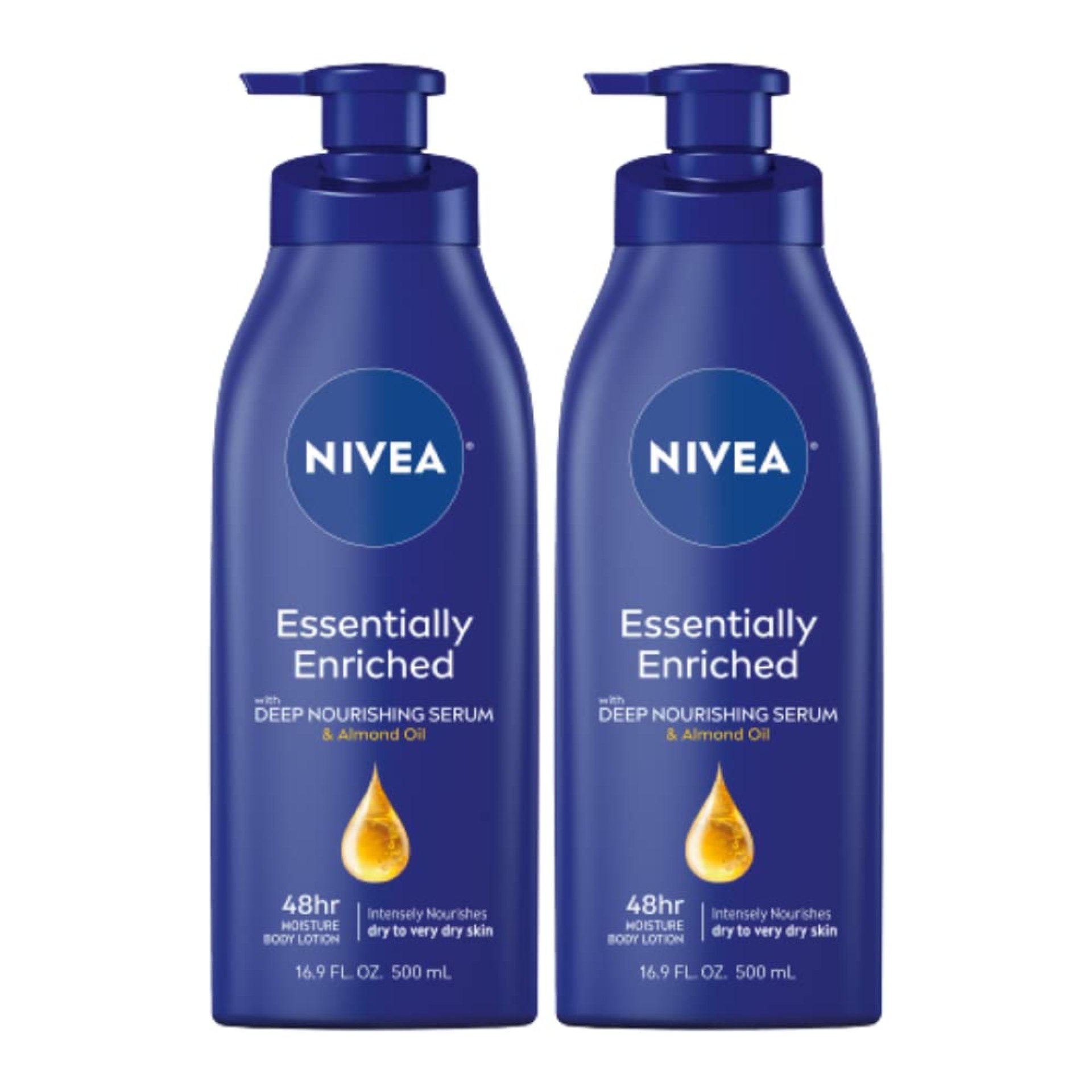NIVEA Essentially Enriched Body Lotion for Dry Skin, Pack of 2, 16.9 Fl Oz Pump Bottles NIVEA Essentially Enriched Body Lotion for Dry Skin, Pack of 2, 16.9 Fl Oz Pump Bottles