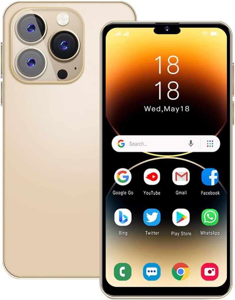 Unlocked Mobile Phones, 6.3 inch HD Display, Android10.0, Dual SIM, Dual Cameras, 1GB RAM+16GB ROM (Expandable to 128GB), Support: WiFi, Bluetooth, FM (Golden) Unlocked Mobile Phones, 6.3 inch HD Display, Android10.0, Dual SIM, Dual Cameras, 1GB RAM+16GB ROM (Expandable to 128GB), Support: WiFi, Bluetooth, FM (Golden)