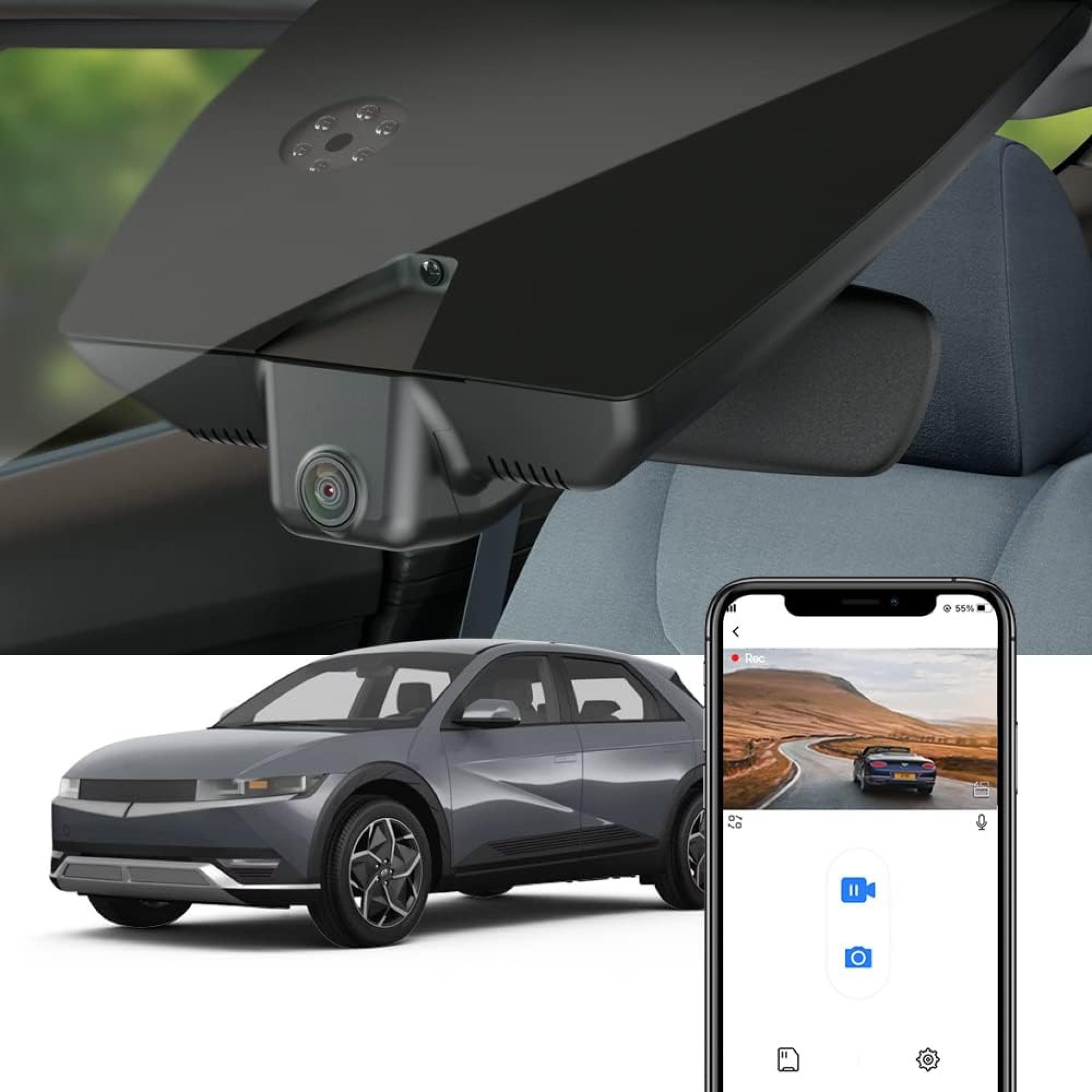 Fitcamx 4K Dash Cam Suitable for Hyundai IONIQ 5 2022-2024 (6 Vents) SE Standard Range SEL Limited, OEM Look, UHD 2160P Video, Built-in WiFi & APP, Loop Recording, G-Sensor, Plug & Play, 64GB Card Fitcamx 4K Dash Cam Suitable for Hyundai IONIQ 5 2022-2024 (6 Vents) SE Standard Range SEL Limited, OEM Look, UHD 2160P Video, Built-in WiFi & APP, Loop Recording, G-Sensor, Plug & Play, 64GB Card