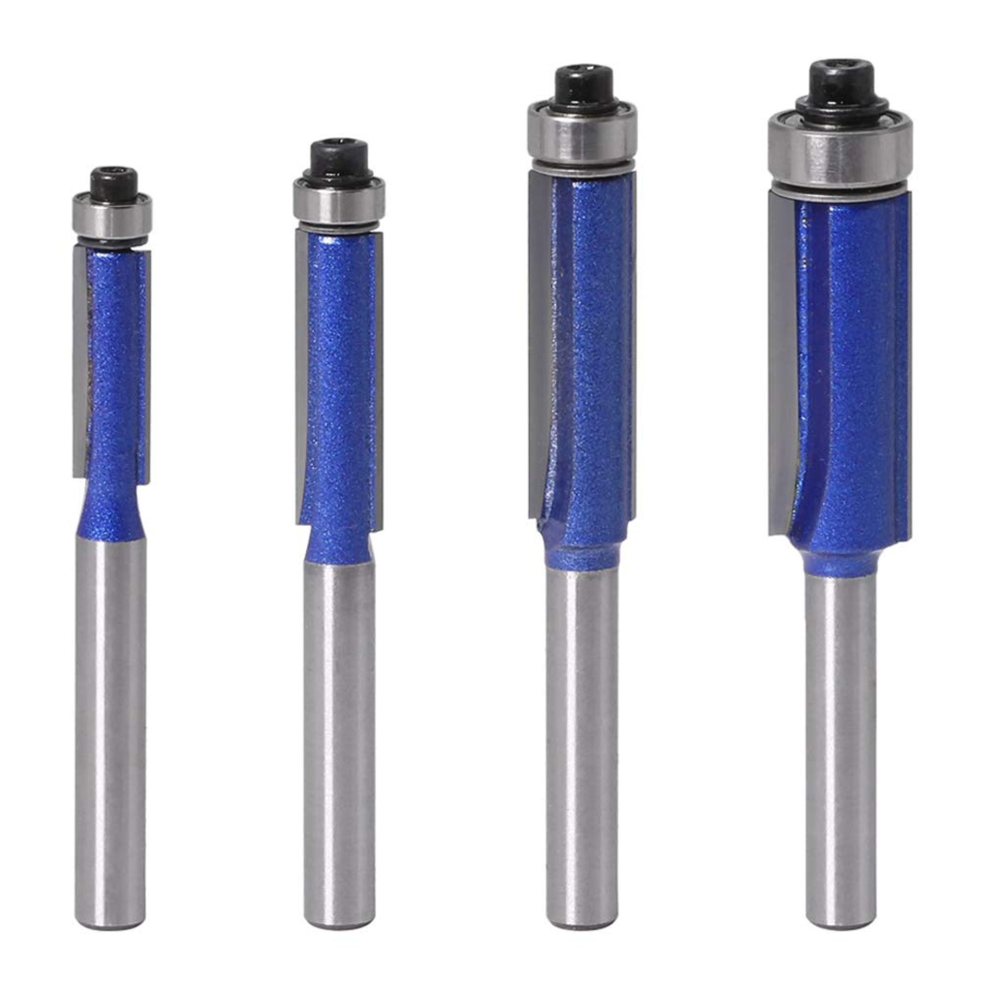 Wolfride 4PCS Flush Trim Router Bit Set 1/4 Inch Shank Top Bearing Flush Trim Router Bit Wolfride 4PCS Flush Trim Router Bit Set 1/4 Inch Shank Top Bearing Flush Trim Router Bit