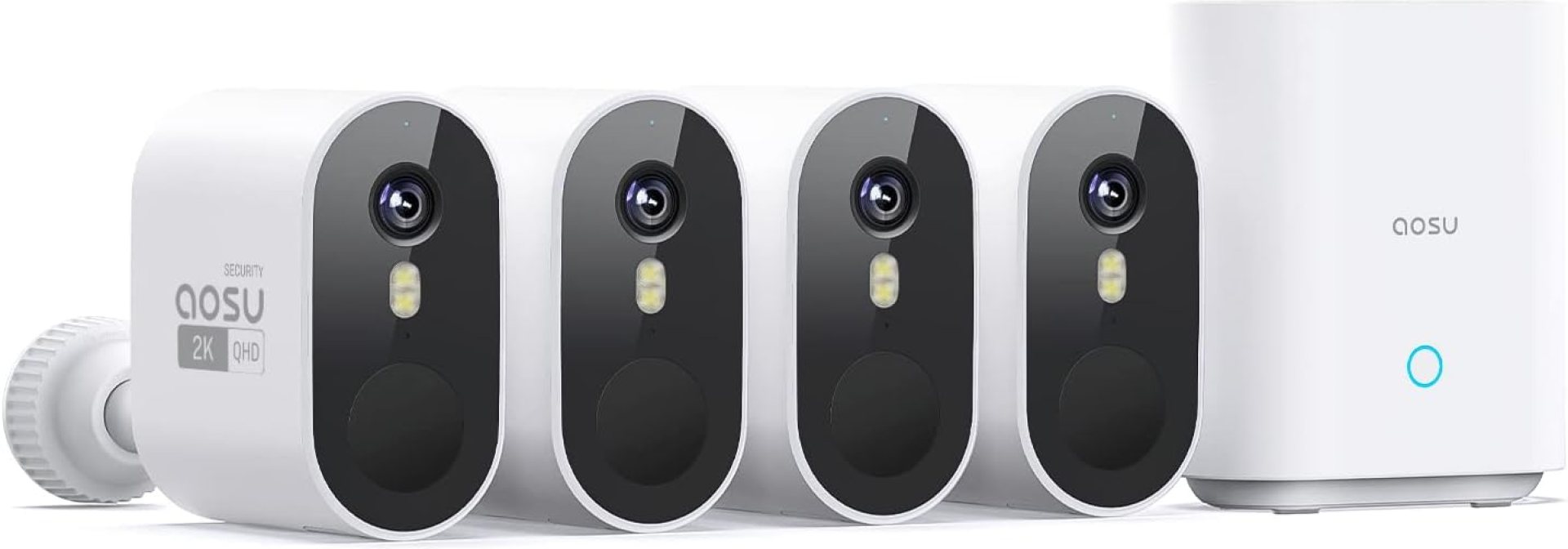 AOSU Security Cameras Outdoor Wireless, 4-Cam-Kit, 166° Ultra-Wide-Angle, Battery Powered, No Subscription, Home Security Cameras System with 2K Color Night Vision, Spotlight, Easy Setup, Motion Alert AOSU Security Cameras Outdoor Wireless, 4-Cam-Kit, 166° Ultra-Wide-Angle, Battery Powered, No Subscription, Home Security Cameras System with 2K Color Night Vision, Spotlight, Easy Setup, Motion Alert