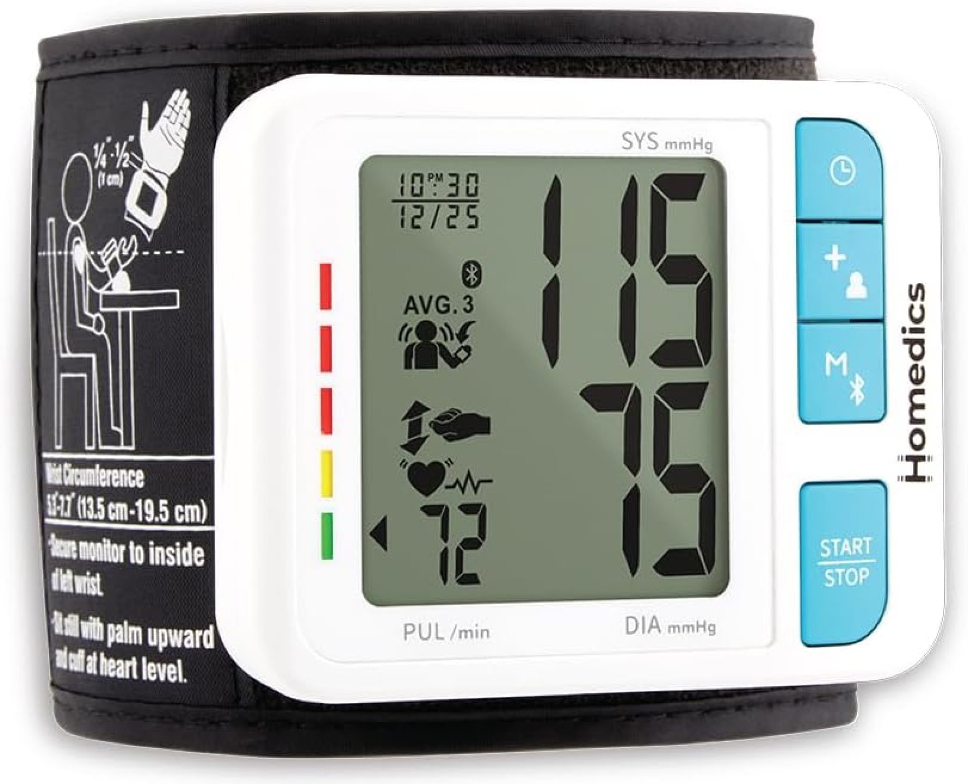 Homedics Wrist Cuff 700 Series Blood Pressure Monitor, One-Touch Operation, Accurate Results with Bluetooth Wireless Technology Homedics Wrist Cuff 700 Series Blood Pressure Monitor, One-Touch Operation, Accurate Results with Bluetooth Wireless Technology