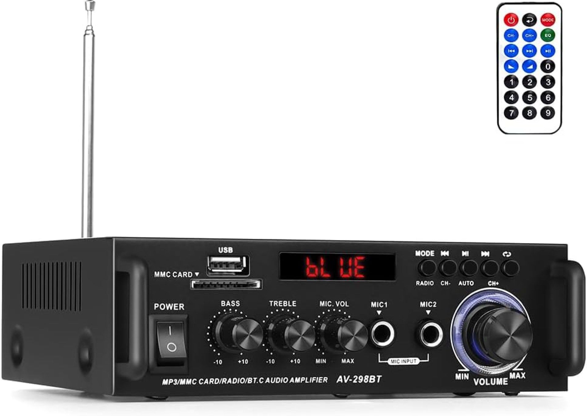 Home Audio Receivers & Amplifier HiFi Bluetooth Stereo Audio Amplifier Max 300Wx2 Wireless Bluetooth 5.0, RMS 40Wx2 Power Amp 2 Channel Stereo (AV-298) Home Audio Receivers & Amplifier HiFi Bluetooth Stereo Audio Amplifier Max 300Wx2 Wireless Bluetooth 5.0, RMS 40Wx2 Power Amp 2 Channel Stereo (AV-298)