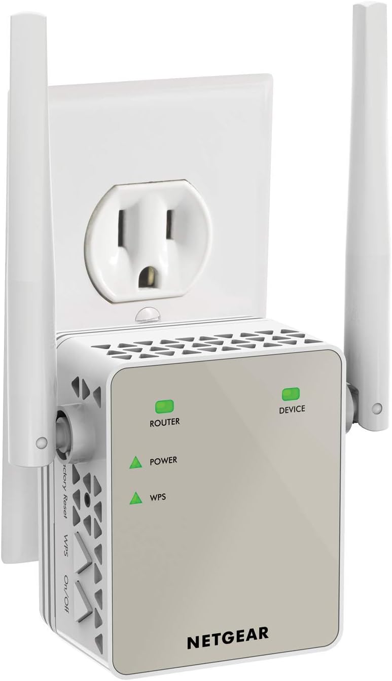 NETGEAR Wi-Fi Range Extender EX6120 – Coverage Up to 1500 Sq Ft and 25 Devices with AC1200 Dual Band Wireless Signal Booster & Repeater (Up to 1200Mbps Speed), and Compact Wall Plug Design, White NETGEAR Wi-Fi Range Extender EX6120 – Coverage Up to 1500 Sq Ft and 25 Devices with AC1200 Dual Band Wireless Signal Booster & Repeater (Up to 1200Mbps Speed), and Compact Wall Plug Design, White