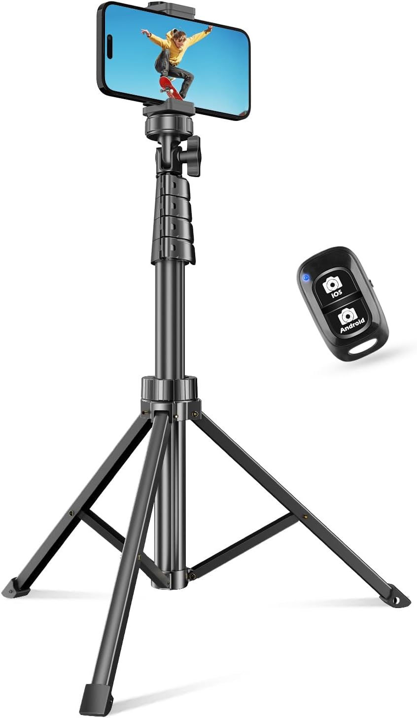 SENSYNE 62″ Phone Tripod & Selfie Stick, Extendable Cell Phone Tripod Stand with Wireless Remote and Phone Holder, Compatible with iPhone Android Phone, Camera SENSYNE 62″ Phone Tripod & Selfie Stick, Extendable Cell Phone Tripod Stand with Wireless Remote and Phone Holder, Compatible with iPhone Android Phone, Camera