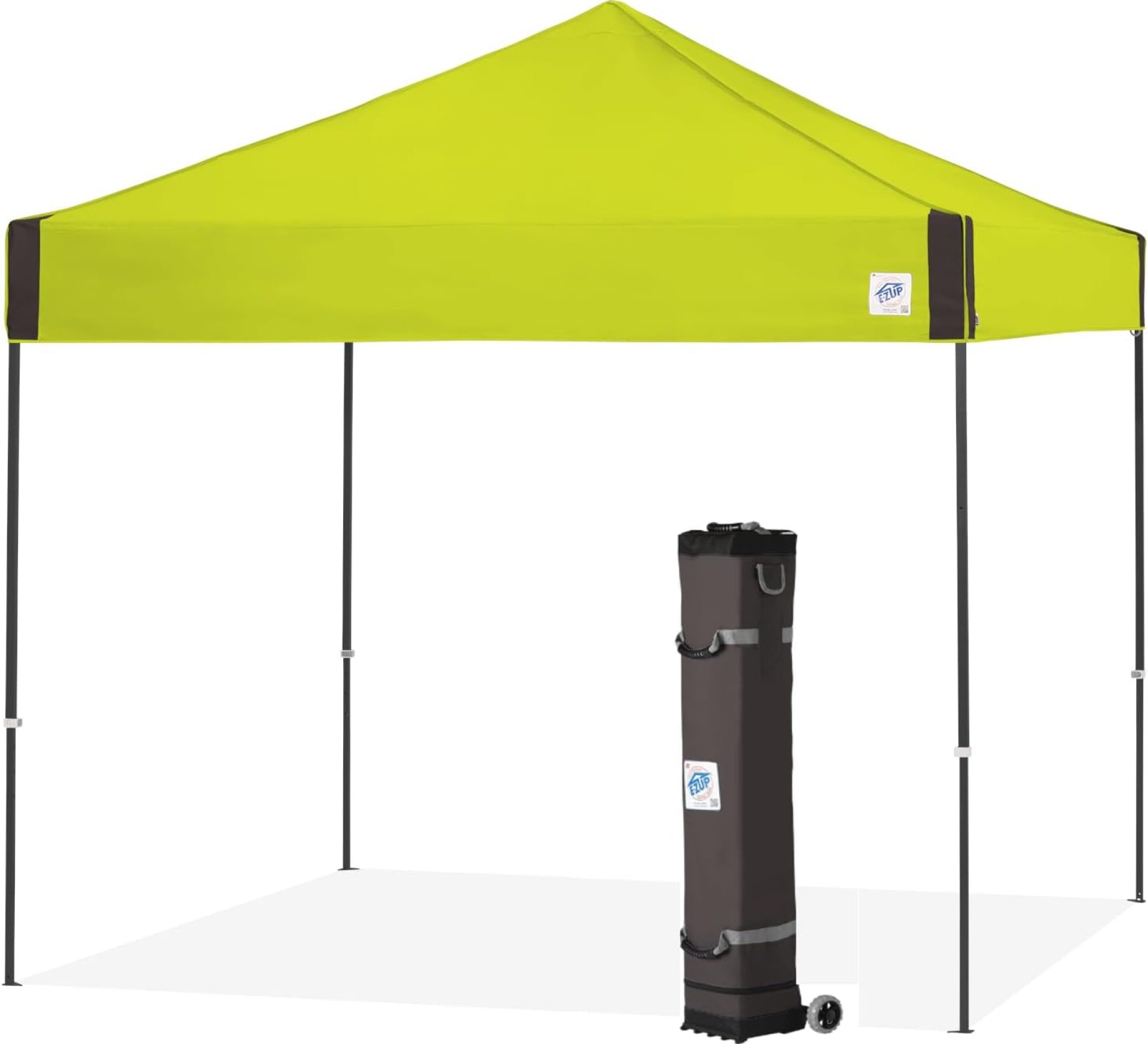 E-Z UP Pyramid Instant Shelter Canopy, 10′ x 10′ with Wide-Trax Roller Bag & 4 Piece Spike Set, Limeade E-Z UP Pyramid Instant Shelter Canopy, 10′ x 10′ with Wide-Trax Roller Bag & 4 Piece Spike Set, Limeade