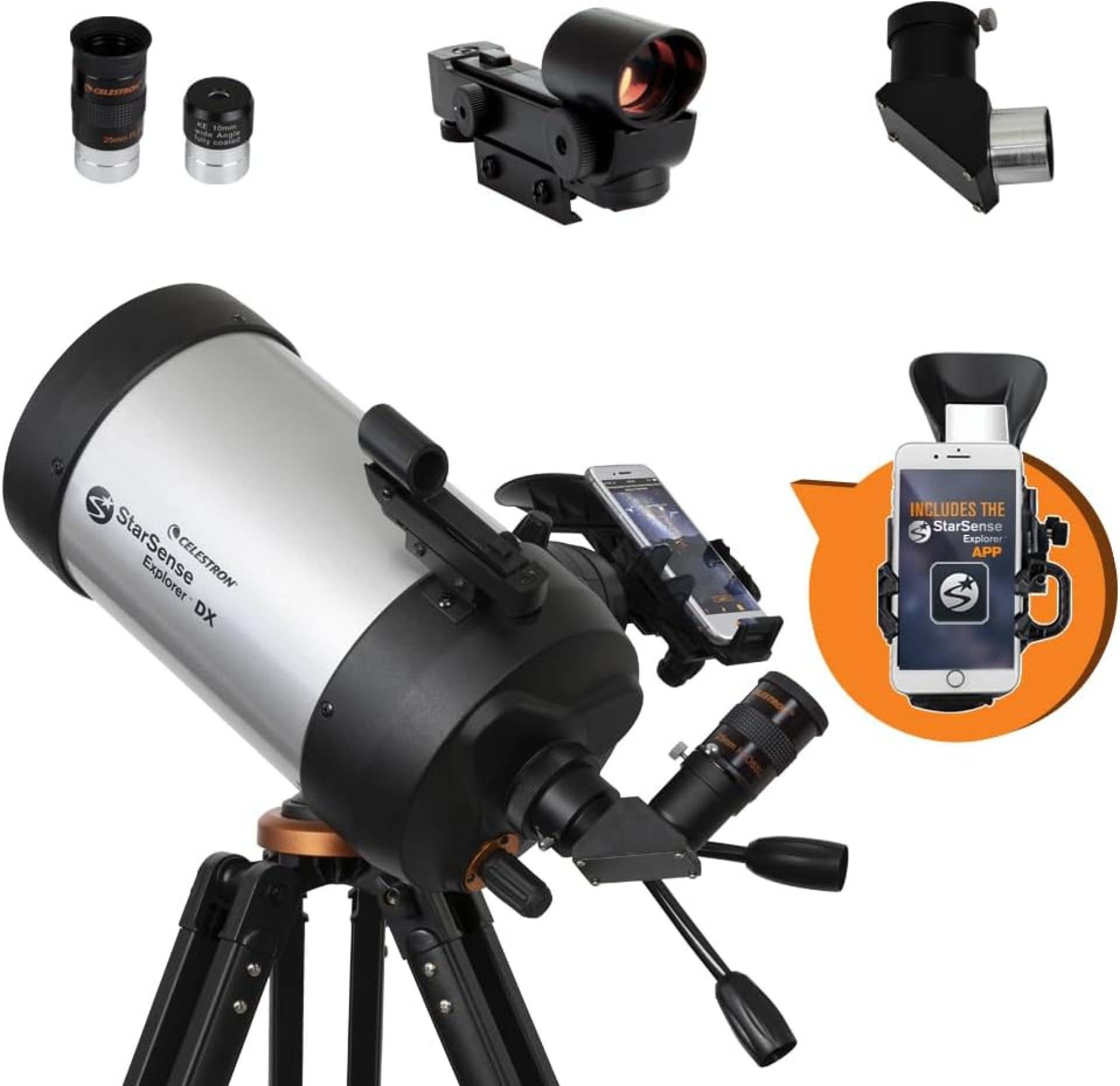 Celestron – StarSense Explorer DX 5” Smartphone App-Enabled Telescope – Works with StarSense App to Help You Find Stars, Planets & More – Schmidt-Cassegrain Telescope – iPhone/Android Compatible Celestron – StarSense Explorer DX 5” Smartphone App-Enabled Telescope – Works with StarSense App to Help You Find Stars, Planets & More – Schmidt-Cassegrain Telescope – iPhone/Android Compatible