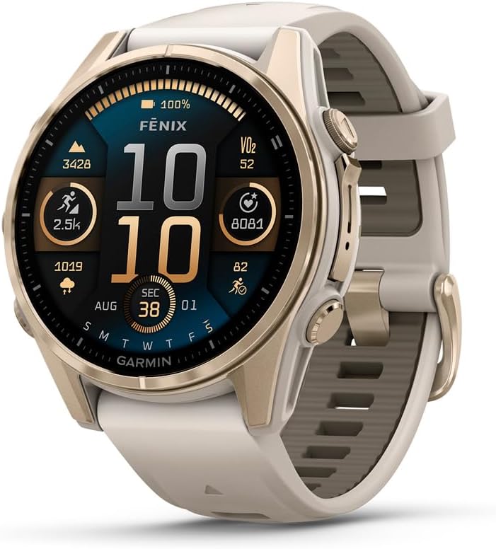 Garmin fēnix® 8 – 43mm, AMOLED, Sapphire, Premium Multisport GPS Smartwatch, Long-Lasting Battery Life, Dive-Rated, Built-in LED Flashlight, Soft Gold with Dark Sandstone Band Garmin fēnix® 8 – 43mm, AMOLED, Sapphire, Premium Multisport GPS Smartwatch, Long-Lasting Battery Life, Dive-Rated, Built-in LED Flashlight, Soft Gold with Dark Sandstone Band