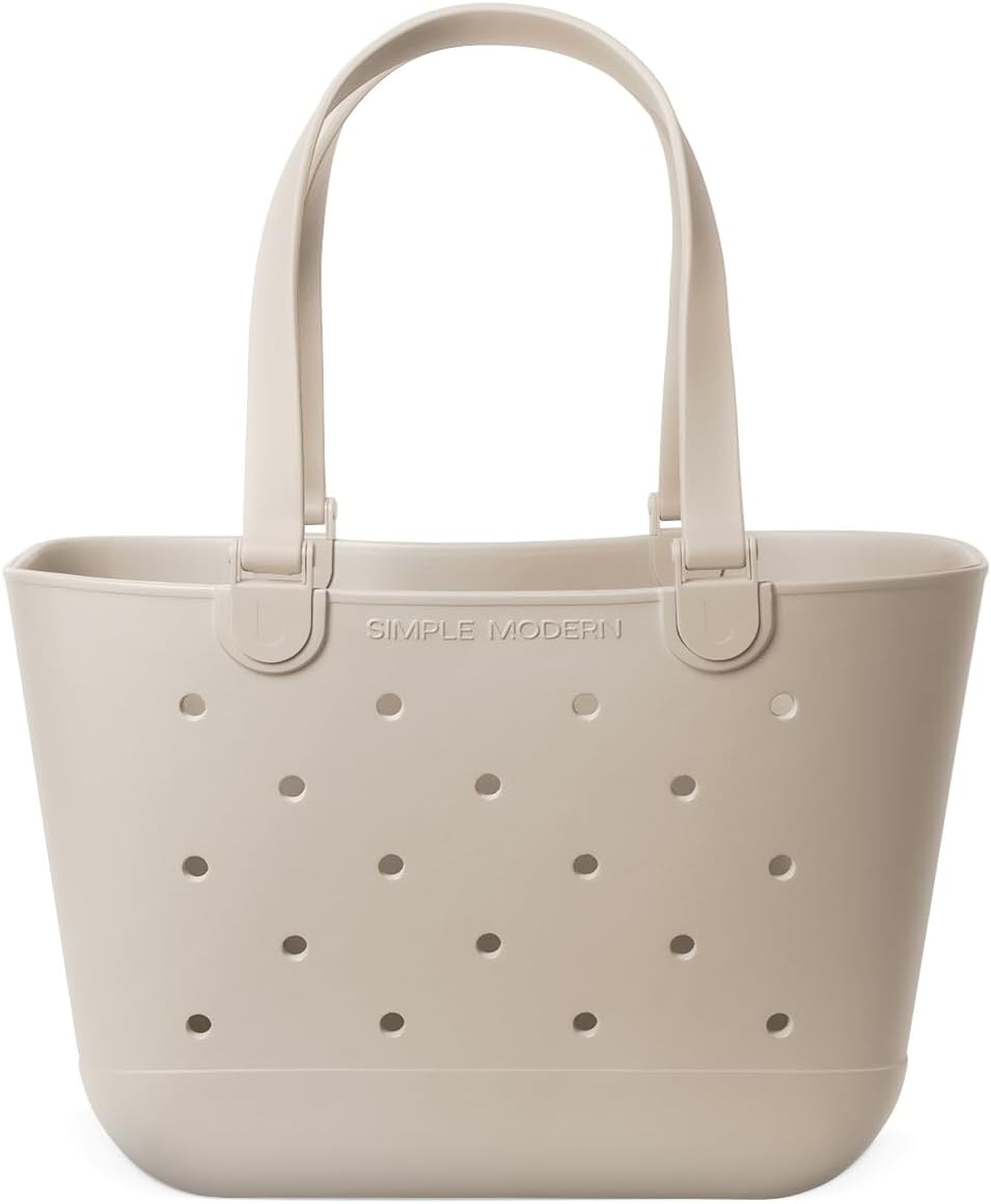 Simple Modern Beach Bag Rubber Tote | Waterproof Large Tote Bag with Zipper Pocket for Beach, Pool Boat, Groceries, Sports | Getaway Bag Collection | Almond Birch Simple Modern Beach Bag Rubber Tote | Waterproof Large Tote Bag with Zipper Pocket for Beach, Pool Boat, Groceries, Sports | Getaway Bag Collection | Almond Birch