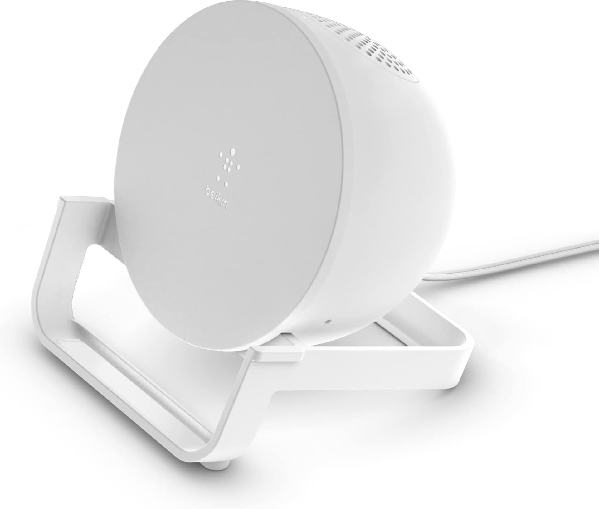 Belkin Quick Charge Wireless Charger + Bluetooth Speaker – Qi-Certified Charger Stand for iPhone, Samsung Galaxy & More – Charge While Listening to Music, Streaming Videos, & Video Calling – White Belkin Quick Charge Wireless Charger + Bluetooth Speaker – Qi-Certified Charger Stand for iPhone, Samsung Galaxy & More – Charge While Listening to Music, Streaming Videos, & Video Calling – White