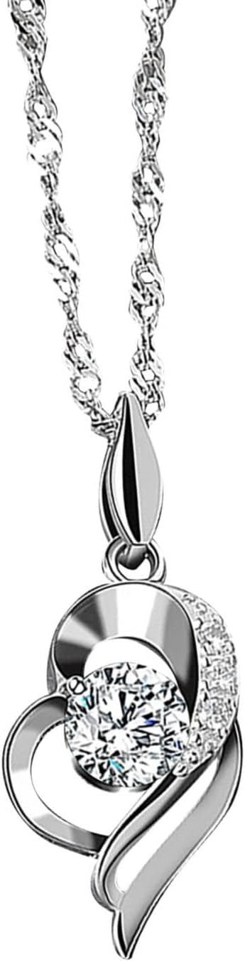 925 Sterling Silver Necklaces for Women Trendy Cubic Zirconia Plated Heart Pendant Necklace Valentines Birthday Gifts 925 Sterling Silver Necklaces for Women Trendy Cubic Zirconia Plated Heart Pendant Necklace Valentines Birthday Gifts