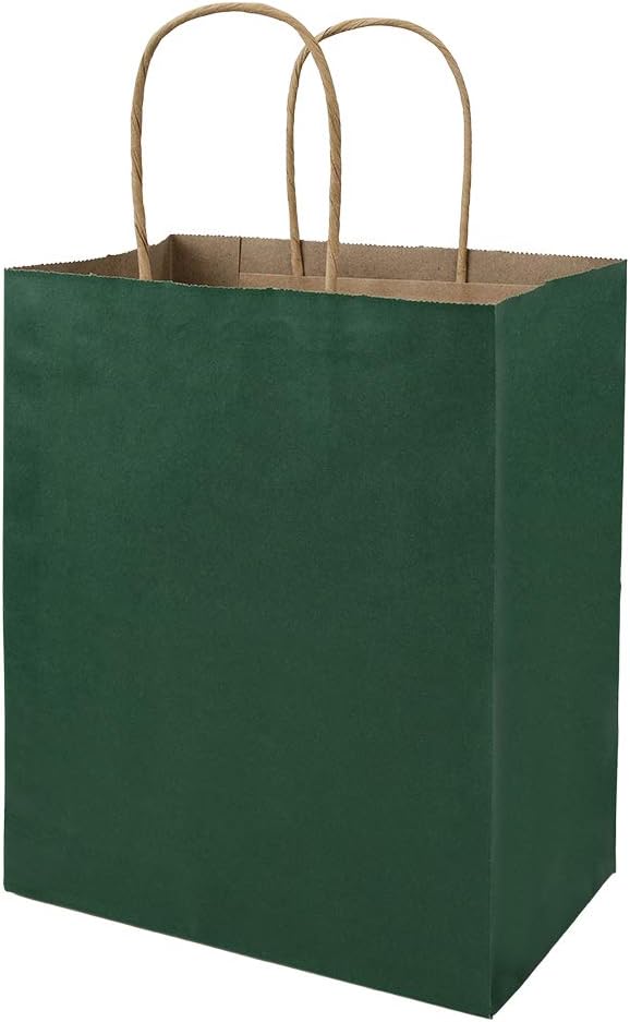 bagmad 100 Pack 8×4.75×10 Inch Medium Green Gift Paper Bags with Handles Bulk, Kraft Bags, Craft Grocery Shopping Retail Party Favors Wedding Business Sacks (Dark Green, 100pcs) bagmad 100 Pack 8×4.75×10 Inch Medium Green Gift Paper Bags with Handles Bulk, Kraft Bags, Craft Grocery Shopping Retail Party Favors Wedding Business Sacks (Dark Green, 100pcs)
