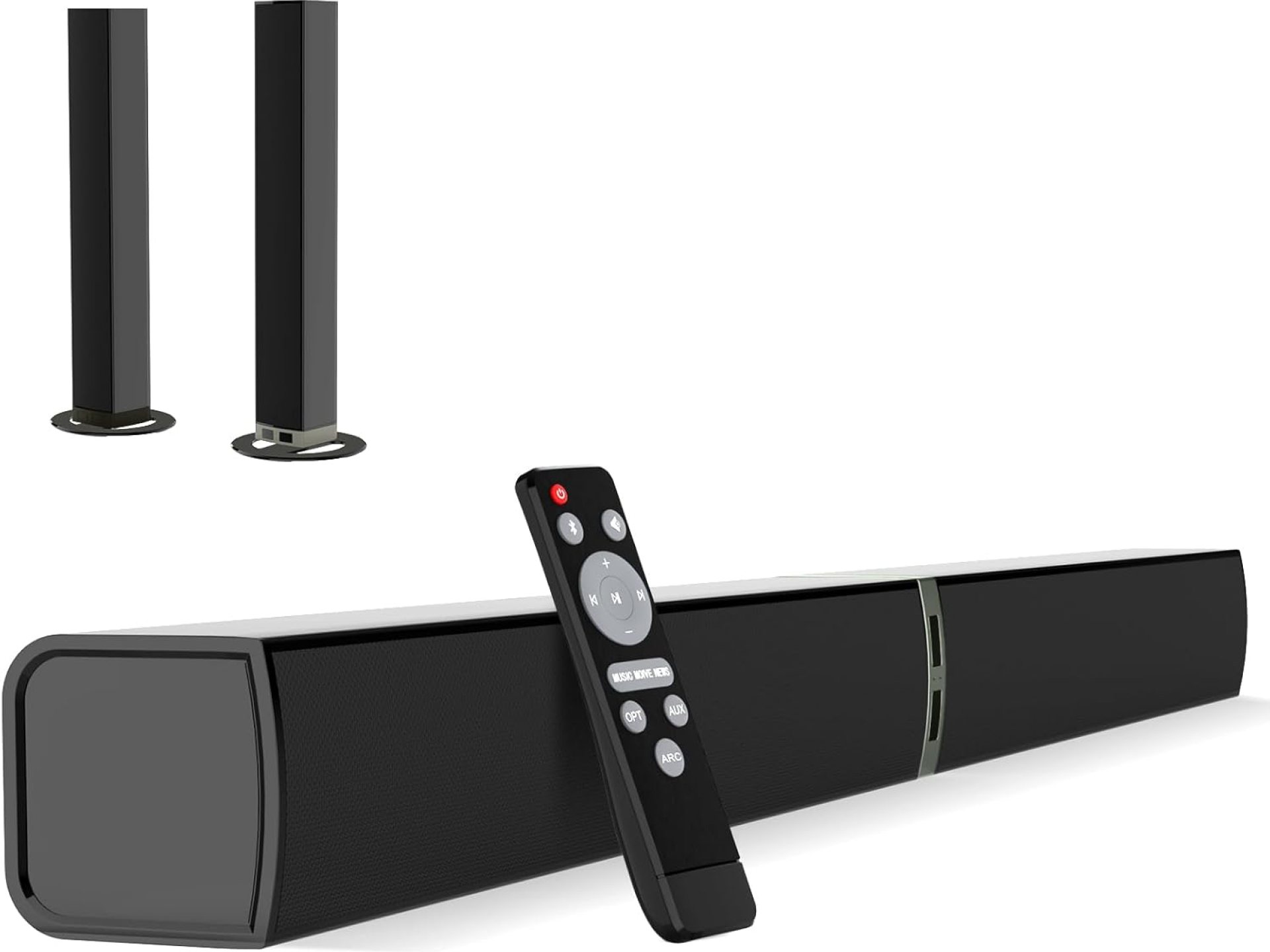 MZEIBO Sound Bar for Smart TV, 80W Bluetooth Soundbar 2 in 1 Detachable Design, Deep Bass, Home Theater Surround Sound, ARC/Optical/AUX Connections for TV/PC/Gaming/Projectors MZEIBO Sound Bar for Smart TV, 80W Bluetooth Soundbar 2 in 1 Detachable Design, Deep Bass, Home Theater Surround Sound, ARC/Optical/AUX Connections for TV/PC/Gaming/Projectors