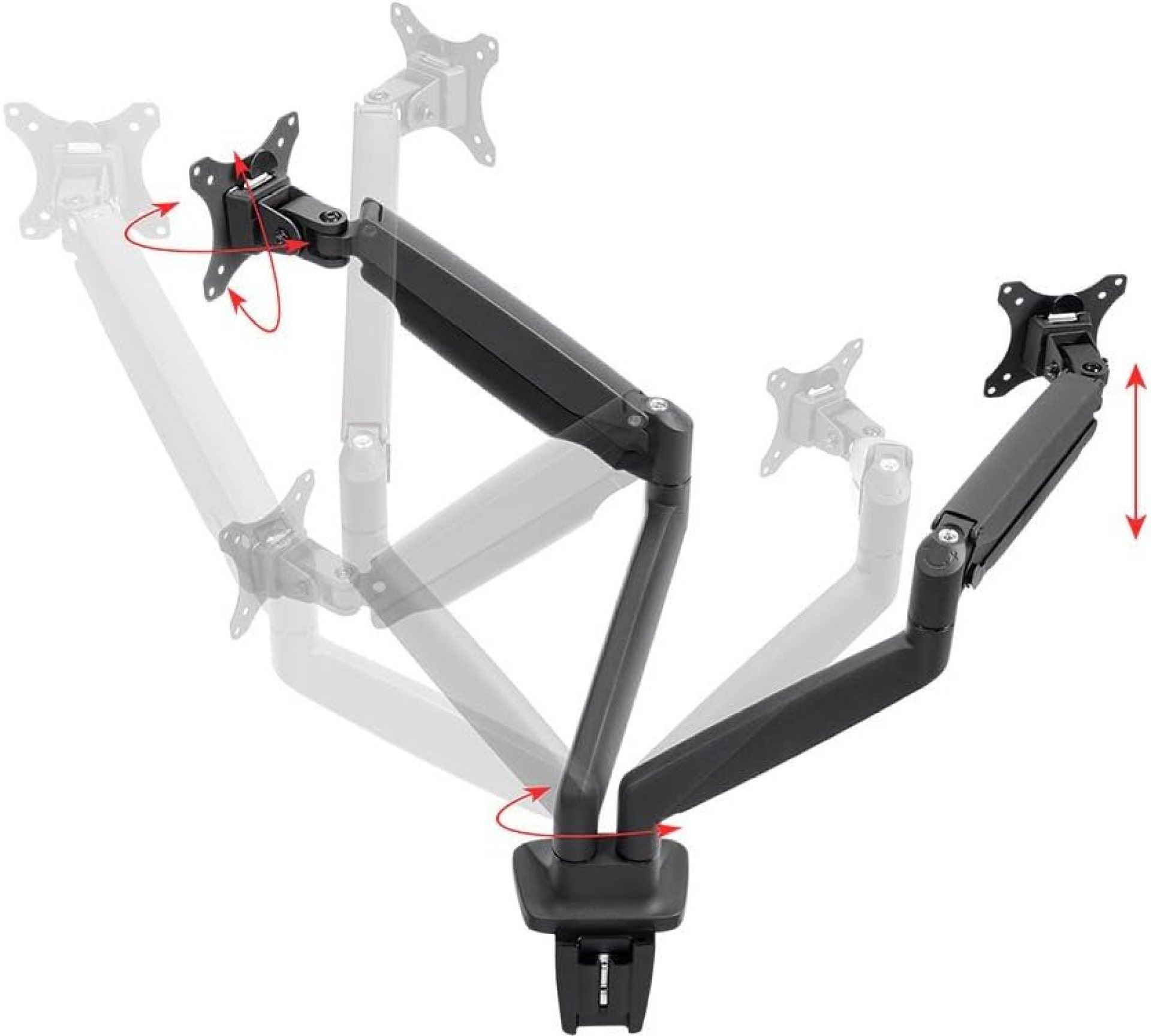 Monoprice Dual Monitor Adjustable Gas Spring Desk Mount – Supports Monitors 15 to 34 Inches, Max 19.8 LBS Weight Per Display, Smooth Full-Motion, Black – Workstream Collection Monoprice Dual Monitor Adjustable Gas Spring Desk Mount – Supports Monitors 15 to 34 Inches, Max 19.8 LBS Weight Per Display, Smooth Full-Motion, Black – Workstream Collection