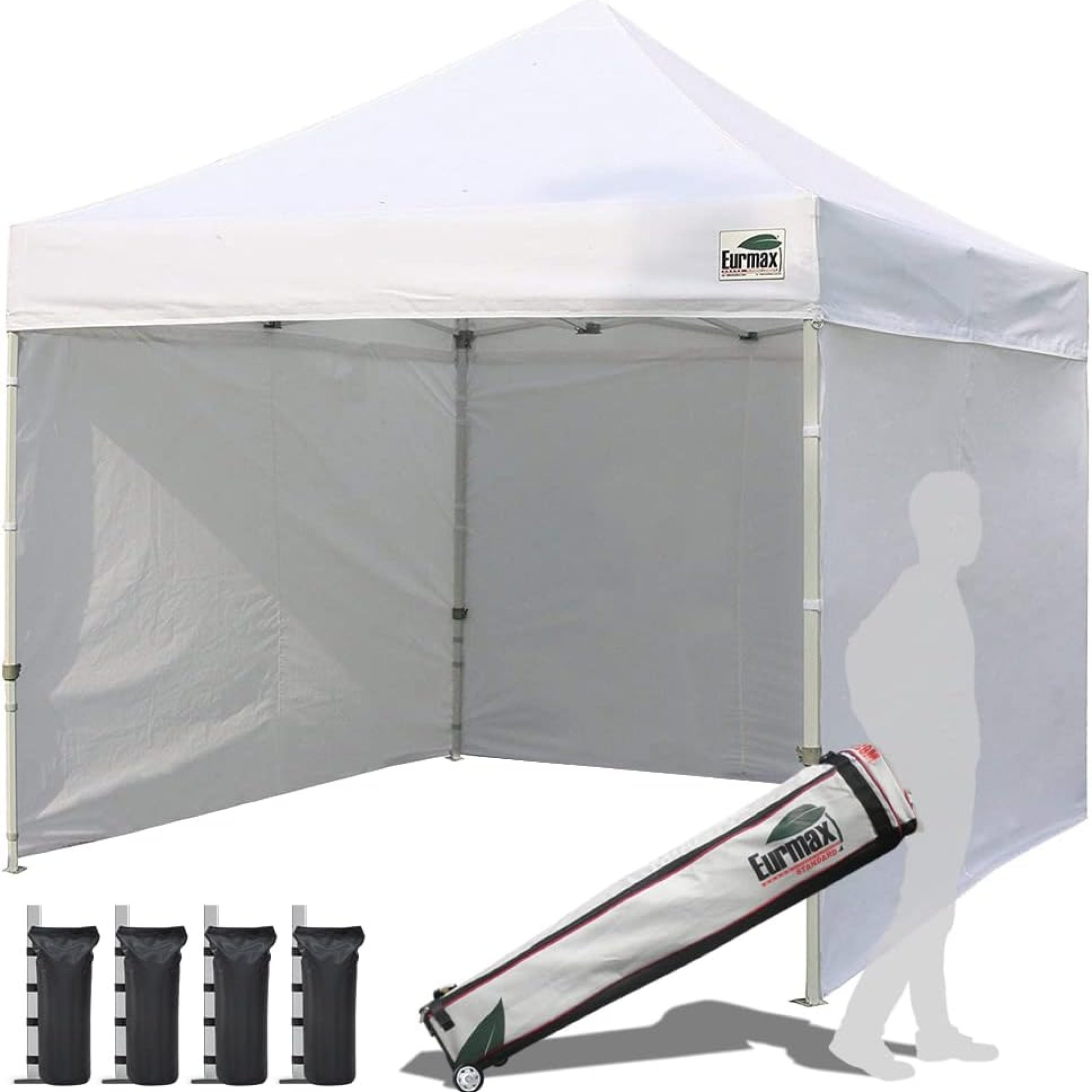 Eurmax USA 10’x10′ Pop-up Canopy Tent Commercial Instant Canopies with 4 Removable Zipper End Side Walls and Roller Bag, Bonus 4 SandBags(White) Eurmax USA 10’x10′ Pop-up Canopy Tent Commercial Instant Canopies with 4 Removable Zipper End Side Walls and Roller Bag, Bonus 4 SandBags(White)