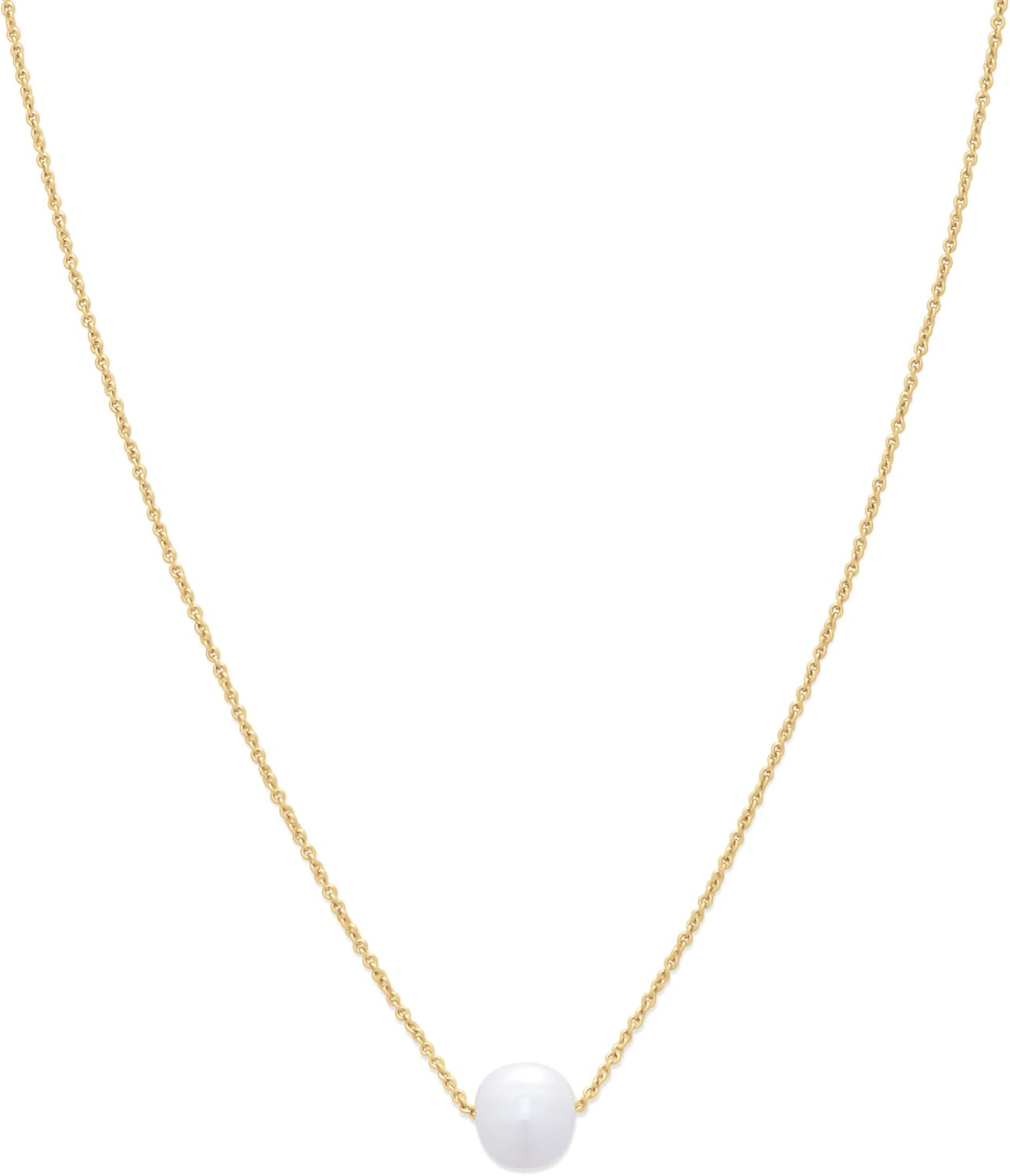 Amazon Essentials 14K Gold or Sterling Silver Freshwater Pearl Pendant Necklace Amazon Essentials 14K Gold or Sterling Silver Freshwater Pearl Pendant Necklace