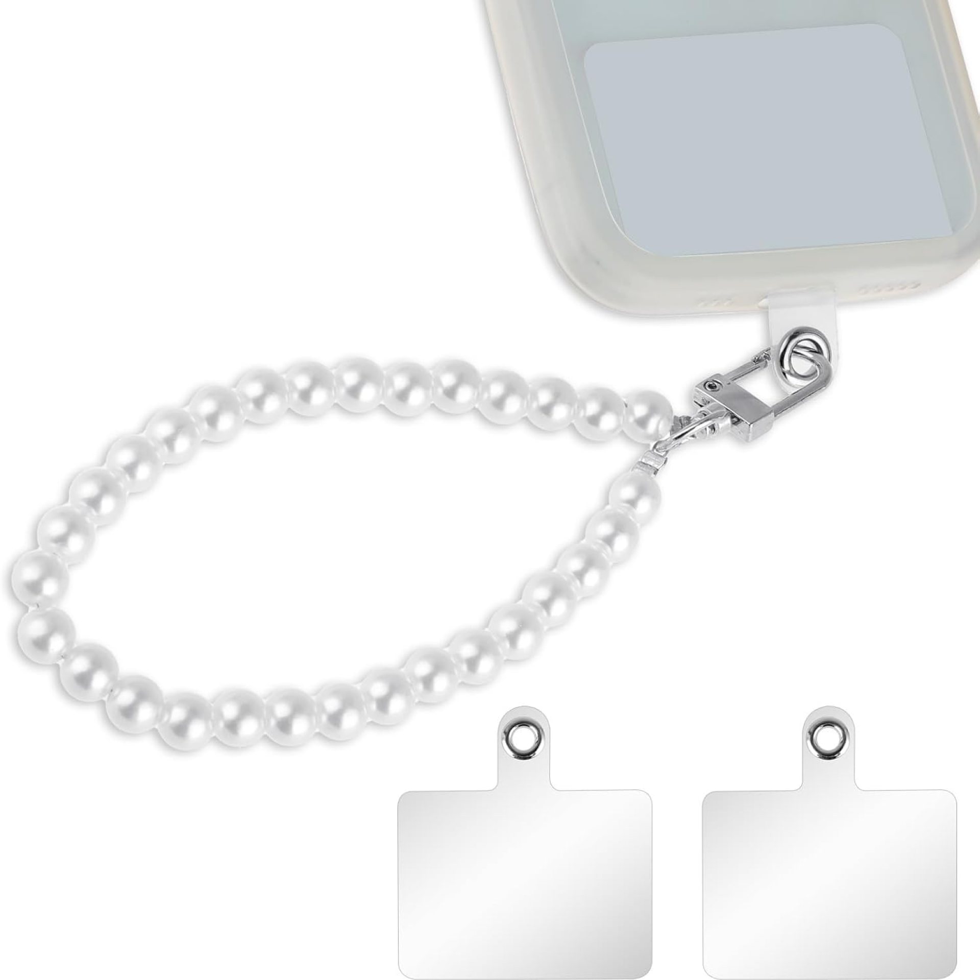 Phone Wrist Lanyard, Pearl Phone Charm Lanyard White Hand Wristlet Strap Pearl Beaded Phone Charm String Cellphone Wrist Strap Lanyard with 2 Back Patch for Women Girls Mobile Phone Wallet Camera Phone Wrist Lanyard, Pearl Phone Charm Lanyard White Hand Wristlet Strap Pearl Beaded Phone Charm String Cellphone Wrist Strap Lanyard with 2 Back Patch for Women Girls Mobile Phone Wallet Camera
