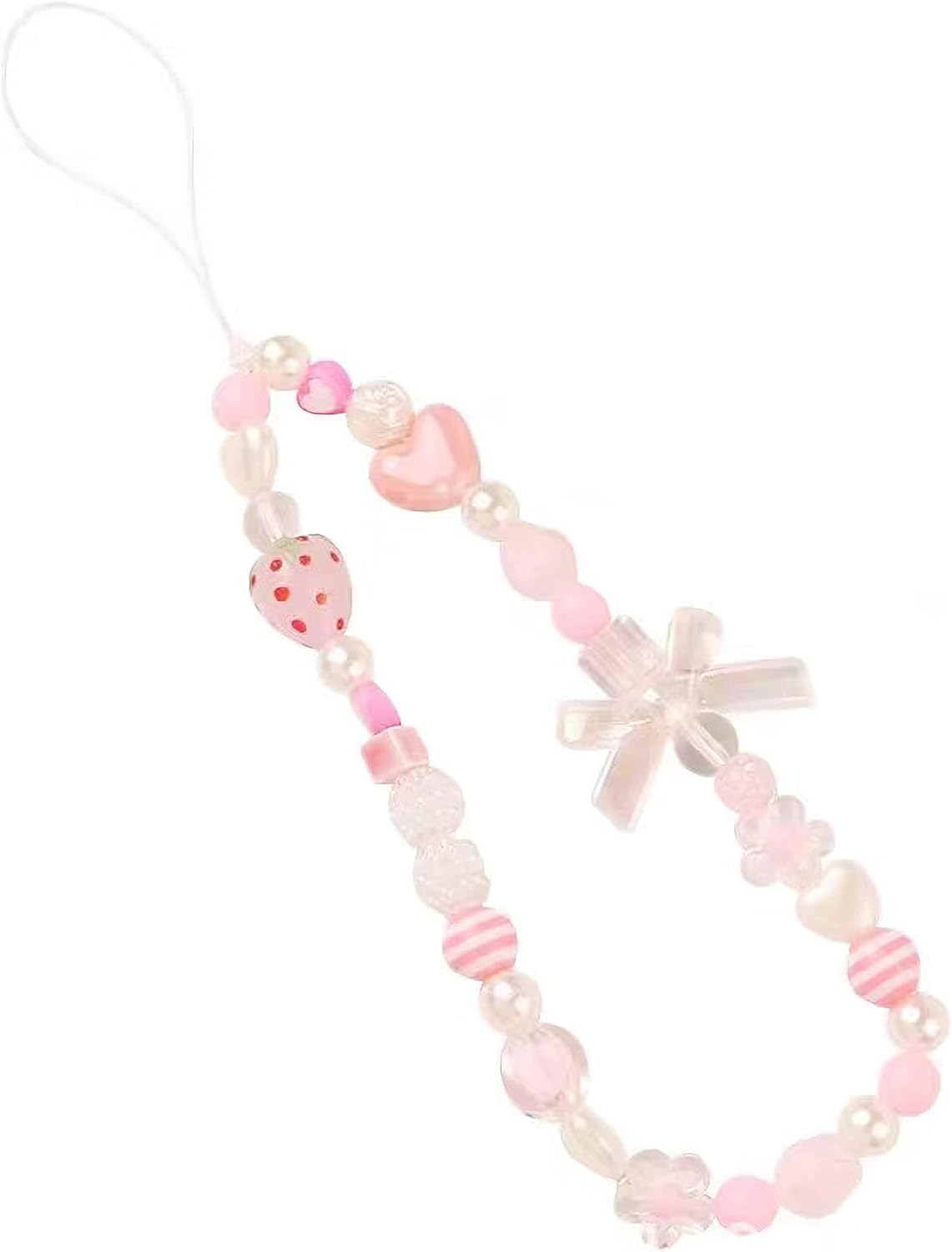 Phone Charms Strap,Pink Cute, Aesthetic Love Phone Chain Girl, Pearl Beaded Phone Lanyard Jewelry(strawberry) Phone Charms Strap,Pink Cute, Aesthetic Love Phone Chain Girl, Pearl Beaded Phone Lanyard Jewelry(strawberry)