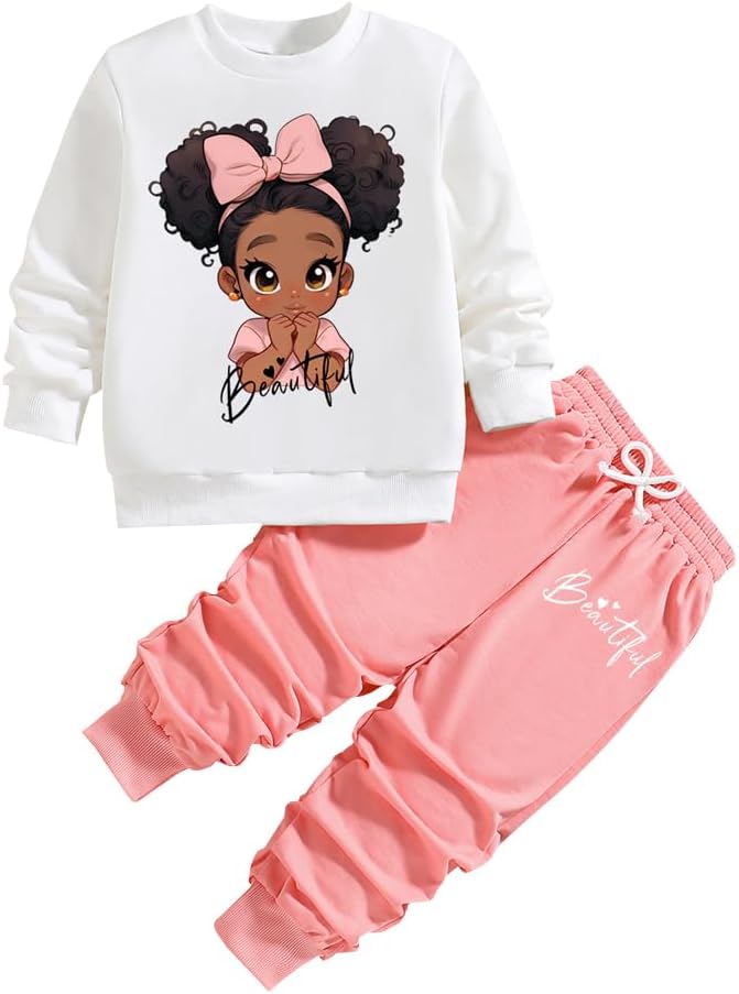 Toddler Girls Clothes Set – 2 Piece Cartoon Print Round Neck Sweatshirt & Sweatpants – Girls Spring Fall Outfits Toddler Girls Clothes Set – 2 Piece Cartoon Print Round Neck Sweatshirt & Sweatpants – Girls Spring Fall Outfits