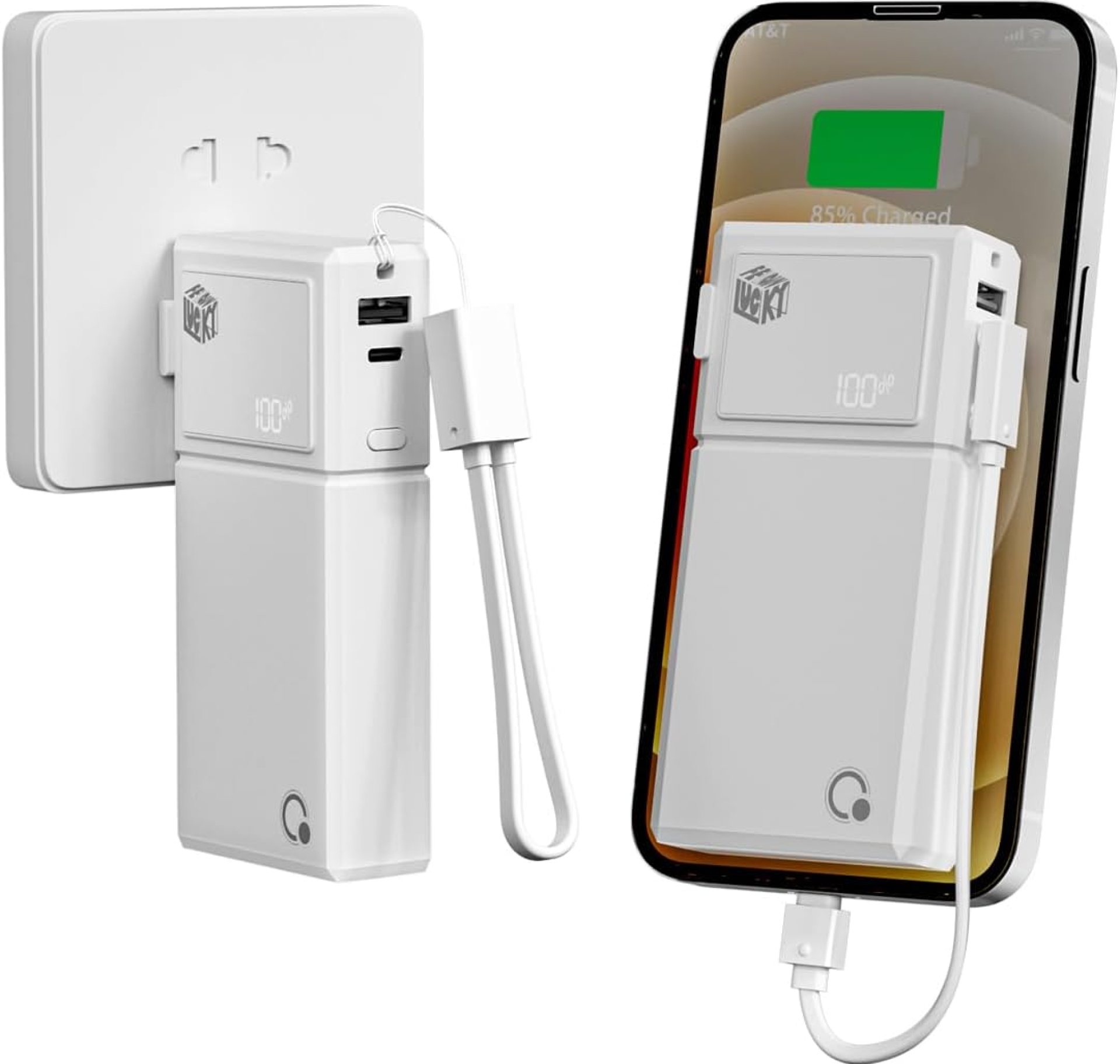 Brand Q Fast Charging Portable Charger, USB C Power Bank with Built-in 30W AC Wall Plug,20W 10000mAh External Battery Pack with Removable Cable Compatible with iPhone Smartphone Tablet etc Brand Q Fast Charging Portable Charger, USB C Power Bank with Built-in 30W AC Wall Plug,20W 10000mAh External Battery Pack with Removable Cable Compatible with iPhone Smartphone Tablet etc