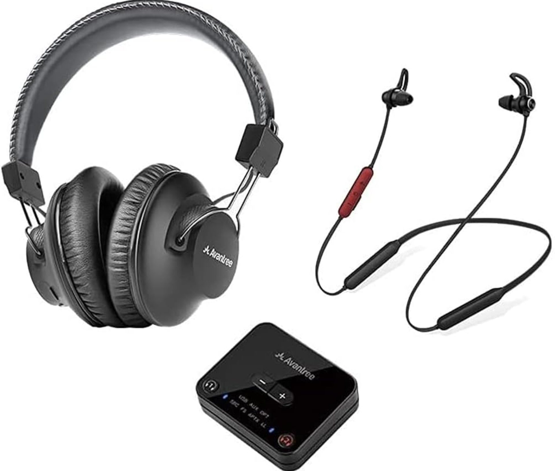 Avantree D4169 Dual Wireless Headphones & Earbuds Set for TV Watching with Bluetooth Transmitter, Personalized Volume Control, Plug-n-Play, No Audio Delay Avantree D4169 Dual Wireless Headphones & Earbuds Set for TV Watching with Bluetooth Transmitter, Personalized Volume Control, Plug-n-Play, No Audio Delay