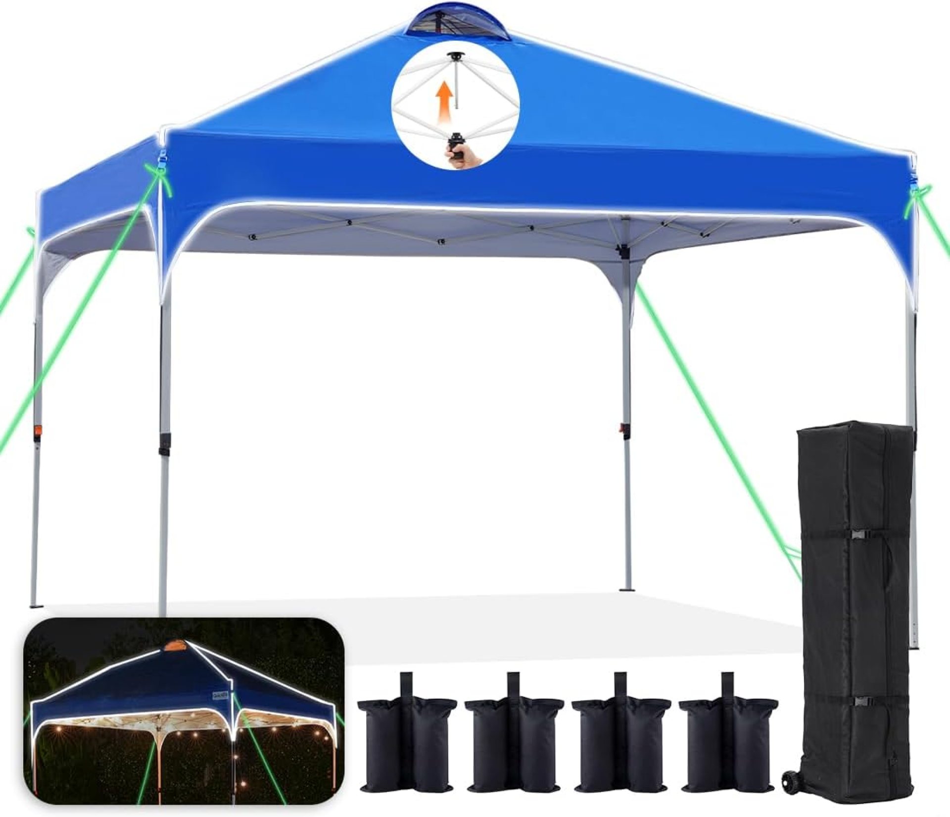 Quictent 10×10 Pop up Canopy Tent Easy One Person Set up, Portable Instant Shelter with Vent, Easy up Canopy with Reflective Top and Fluorescent Rope for Camping Backyard Patio-Blue Quictent 10×10 Pop up Canopy Tent Easy One Person Set up, Portable Instant Shelter with Vent, Easy up Canopy with Reflective Top and Fluorescent Rope for Camping Backyard Patio-Blue