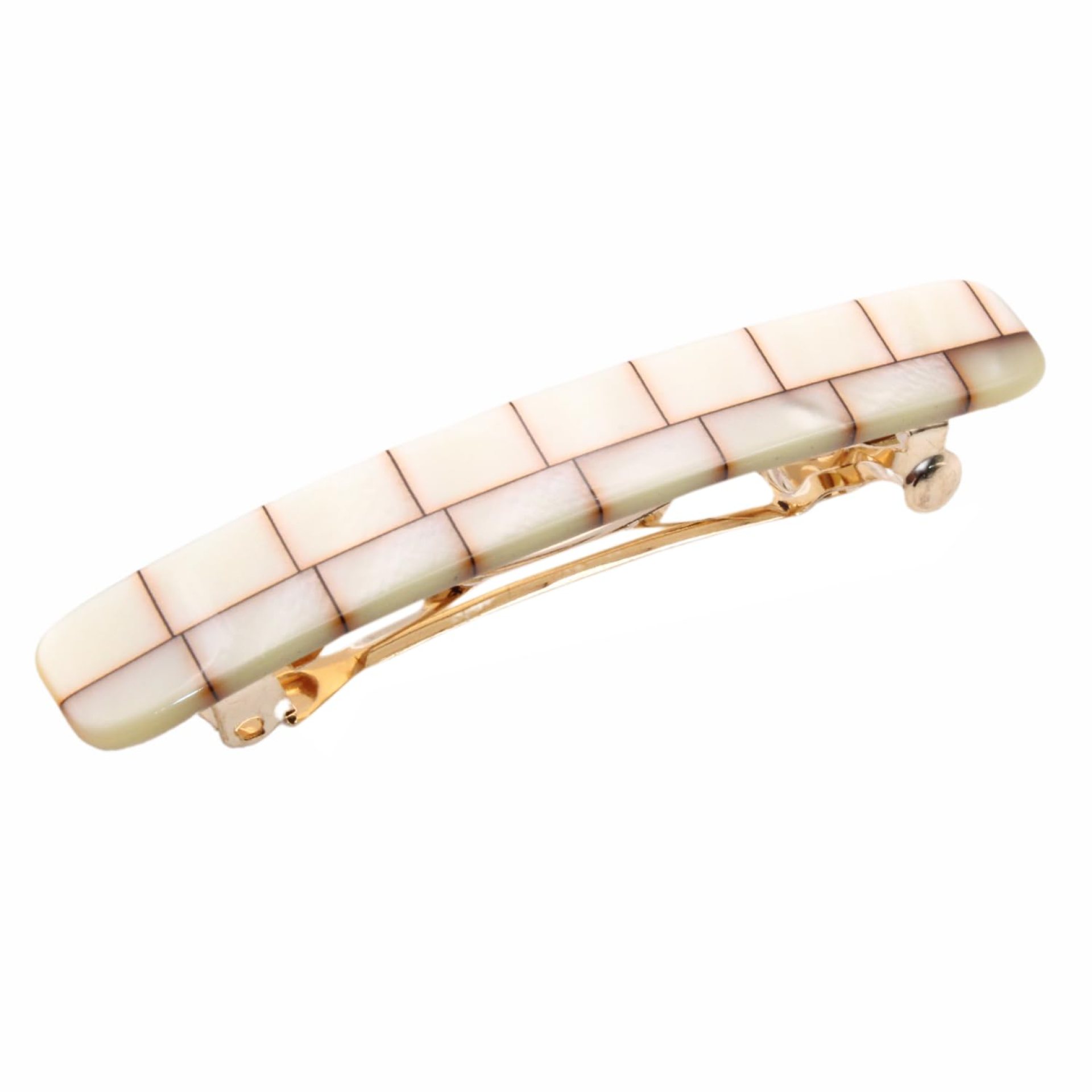 French Amie Small 2 1/4 inch Celluloid Handmade Hair Barrette No Slip Grip Durable Styling Women Hair Accessories Hair Clip for Girls, Made in France(Ivory Brick) French Amie Small 2 1/4 inch Celluloid Handmade Hair Barrette No Slip Grip Durable Styling Women Hair Accessories Hair Clip for Girls, Made in France(Ivory Brick)