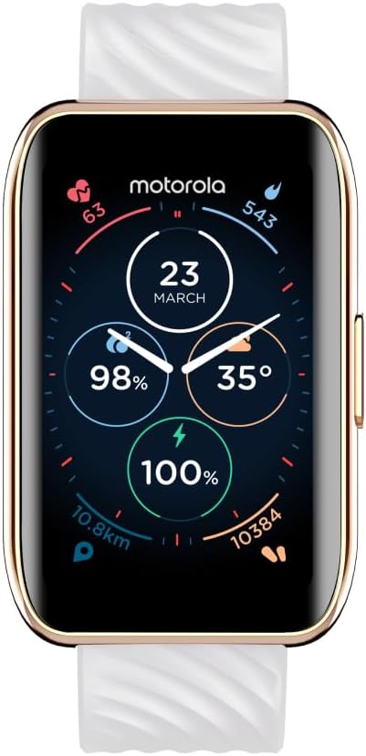 Motorola Moto 40 Bluetooth Smartwatch -10 Days Battery Life, Google Fit Integration, 1.5” Crystal Clear Display, Heart Tracking, in-Depth Sleep Tracking, iOS and Android Compatible – Rose Gold Motorola Moto 40 Bluetooth Smartwatch -10 Days Battery Life, Google Fit Integration, 1.5” Crystal Clear Display, Heart Tracking, in-Depth Sleep Tracking, iOS and Android Compatible – Rose Gold