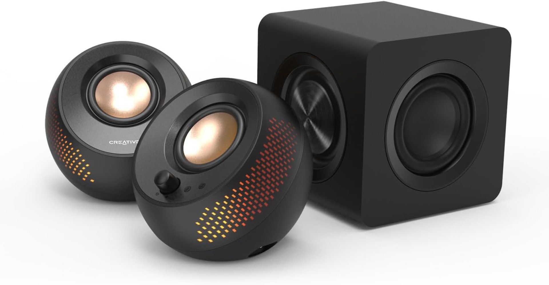 Creative Pebble X Plus 2.1 USB-C Computer Speakers with Subwoofer and Customizable RGB Lighting, Bluetooth 5.3, USB Audio, Up to 15W RMS Power for PC and Mac Creative Pebble X Plus 2.1 USB-C Computer Speakers with Subwoofer and Customizable RGB Lighting, Bluetooth 5.3, USB Audio, Up to 15W RMS Power for PC and Mac