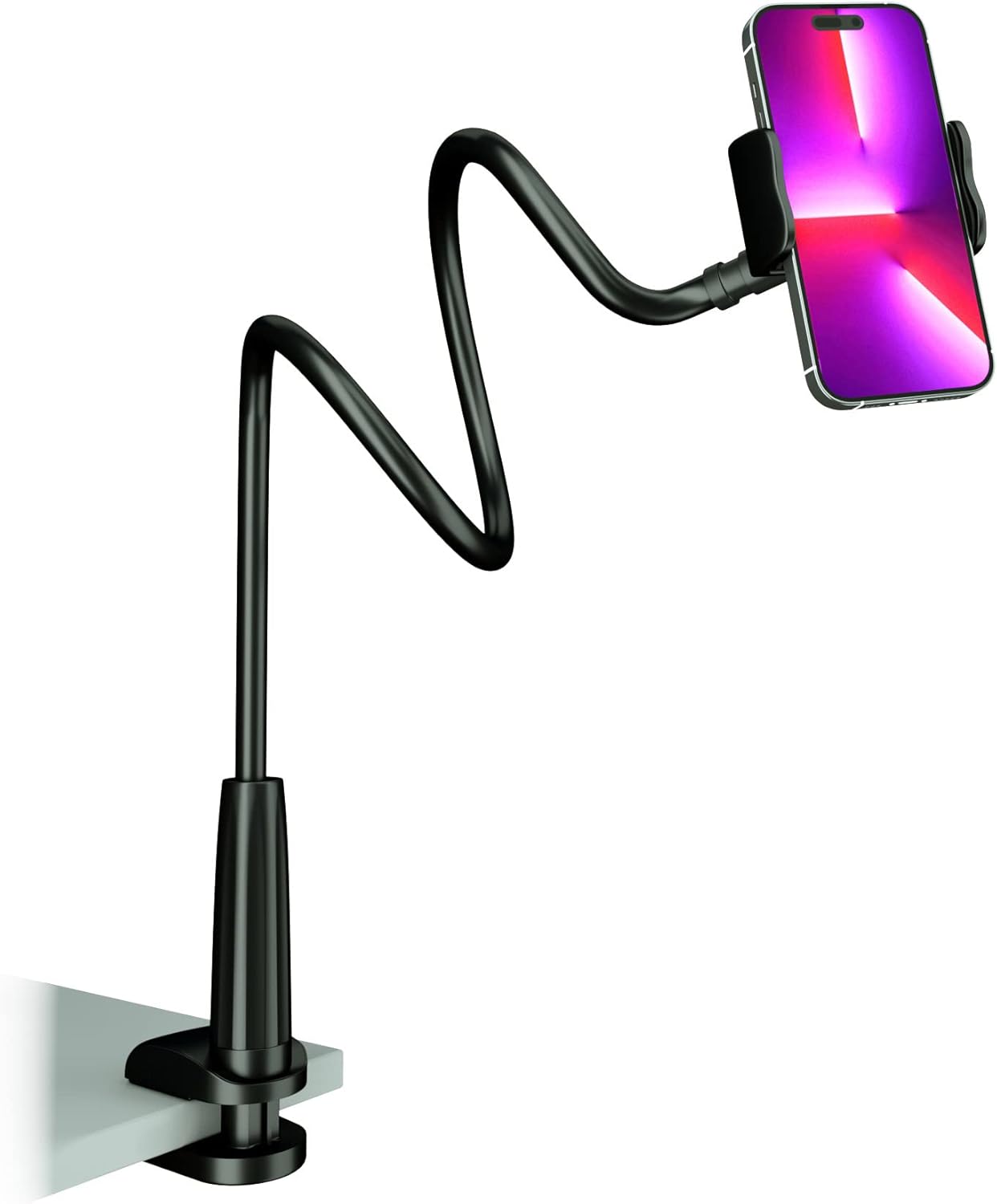 Cell Phone Clip Bed Stand Holder, with Grip Flexible Long Arm Gooseneck Bracket Mount Clamp for Desk, Compatible with iPhone 14 Pro Max XR X 8 7 6 or Other 3.5-7″ Devices (Black) Cell Phone Clip Bed Stand Holder, with Grip Flexible Long Arm Gooseneck Bracket Mount Clamp for Desk, Compatible with iPhone 14 Pro Max XR X 8 7 6 or Other 3.5-7″ Devices (Black)