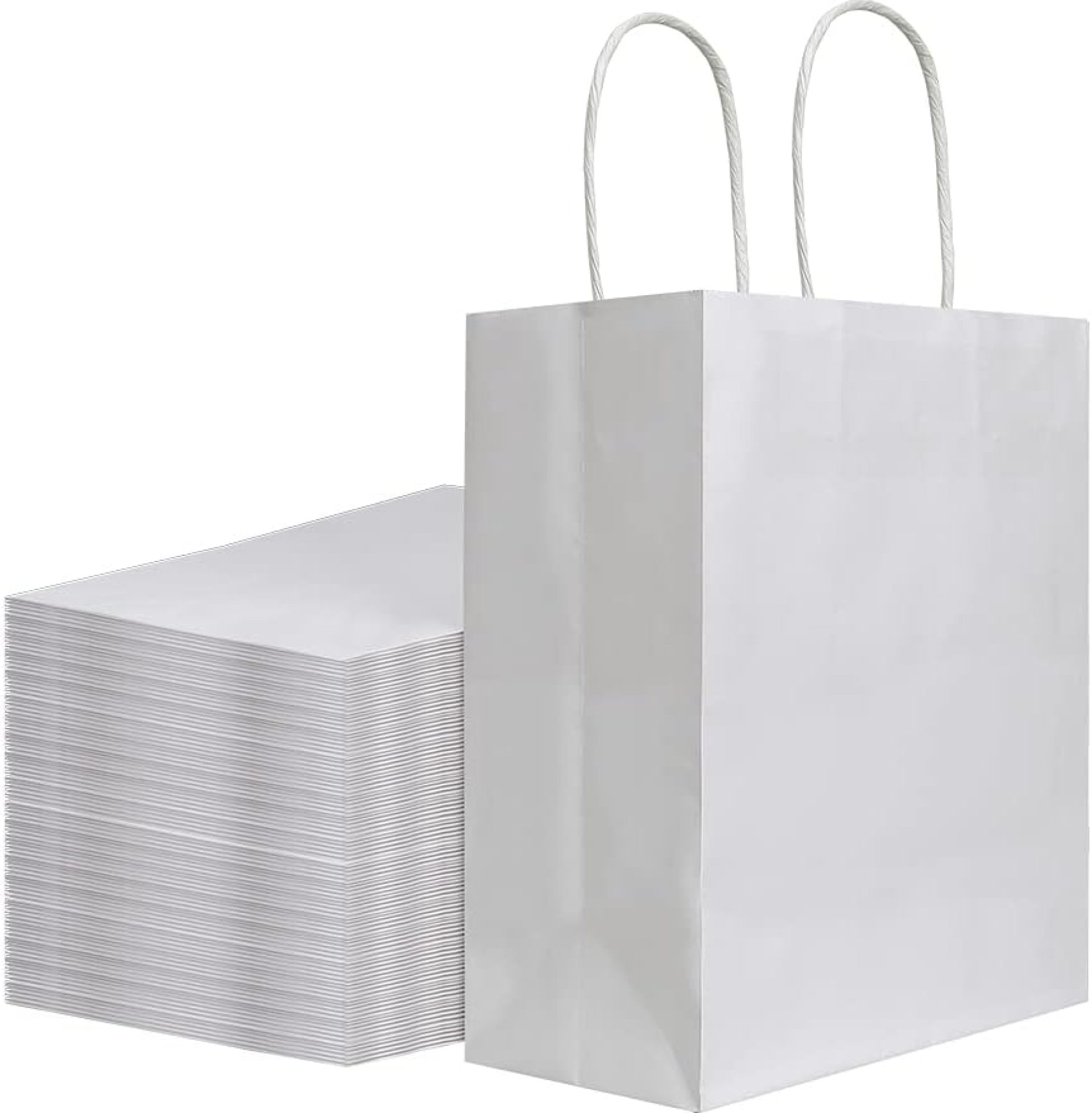 bagmad 100Pcs Pack 8×4.75×10 inch Medium White Kraft Paper Bags with Handles Bulk, Gift Bags, Craft Grocery Shopping Retail Birthday Party Favors Wedding Sacks Restaurant Takeout, Business (100) bagmad 100Pcs Pack 8×4.75×10 inch Medium White Kraft Paper Bags with Handles Bulk, Gift Bags, Craft Grocery Shopping Retail Birthday Party Favors Wedding Sacks Restaurant Takeout, Business (100)