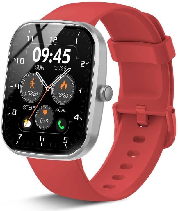 Smart Watch, 1.91″ HD Screen Smartwatch for Men Women, Fitness Watch with Heart Rate/Sleep Monitor/Steps Monitor, IP68 Waterproof Activity Trackers for Android iOS Red Smart Watch, 1.91″ HD Screen Smartwatch for Men Women, Fitness Watch with Heart Rate/Sleep Monitor/Steps Monitor, IP68 Waterproof Activity Trackers for Android iOS Red