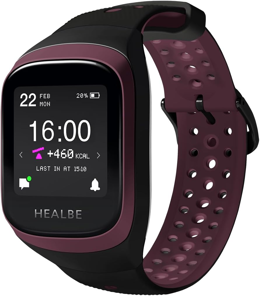 HEALBE GoBe3 – Wearable Health, Fitness and Activity Tracker with Automatic Tracking of Calorie Intake and Burning, Water Balance, Heart Rate, Sleep, neuroactivity, and Stress, with Free app, Burgundy HEALBE GoBe3 – Wearable Health, Fitness and Activity Tracker with Automatic Tracking of Calorie Intake and Burning, Water Balance, Heart Rate, Sleep, neuroactivity, and Stress, with Free app, Burgundy