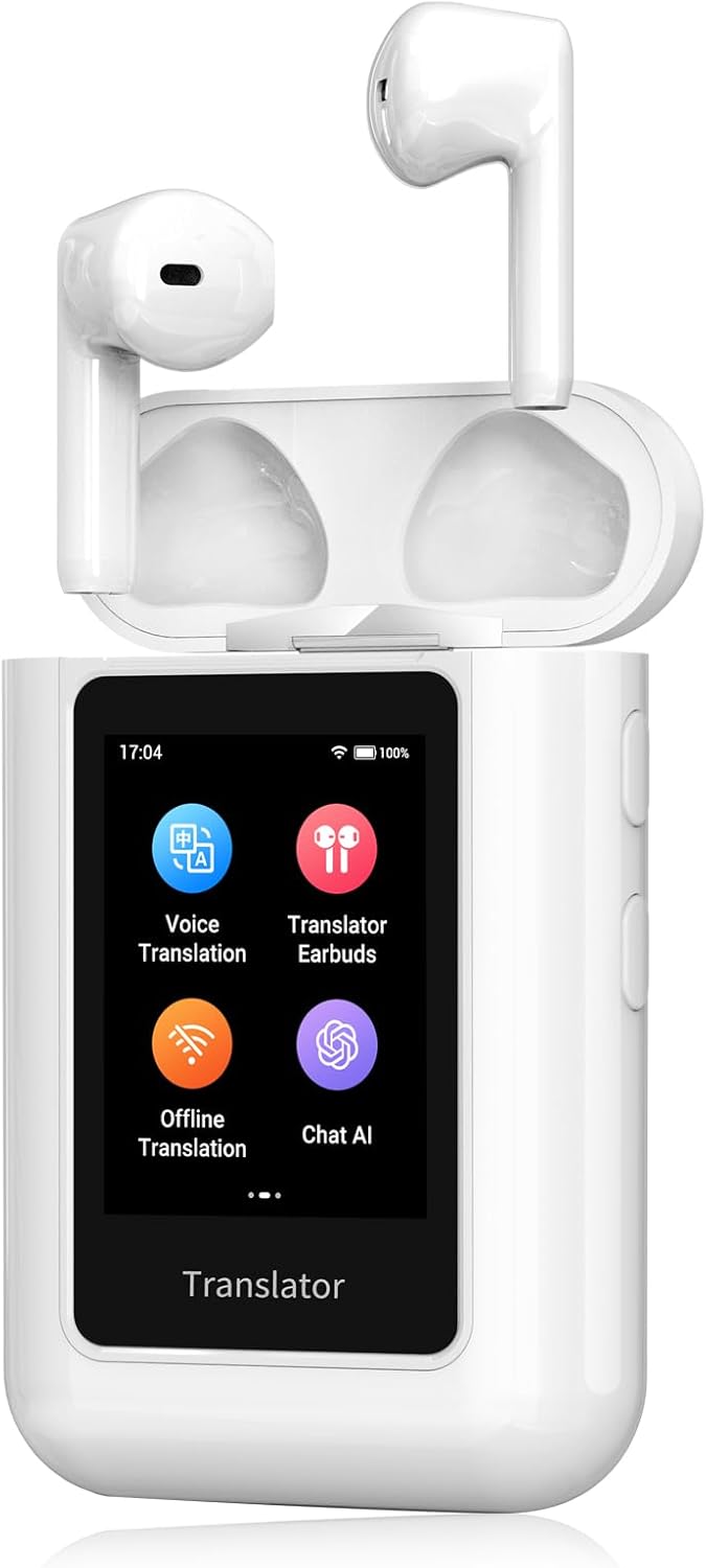 A8 AI Translator Earbuds 2025 Model ChatGPT Offline Translation Earbuds Real Time No APP Required Independent Use Language Translator Device for 144 Languages for Business Travel and Daily Use A8 AI Translator Earbuds 2025 Model ChatGPT Offline Translation Earbuds Real Time No APP Required Independent Use Language Translator Device for 144 Languages for Business Travel and Daily Use