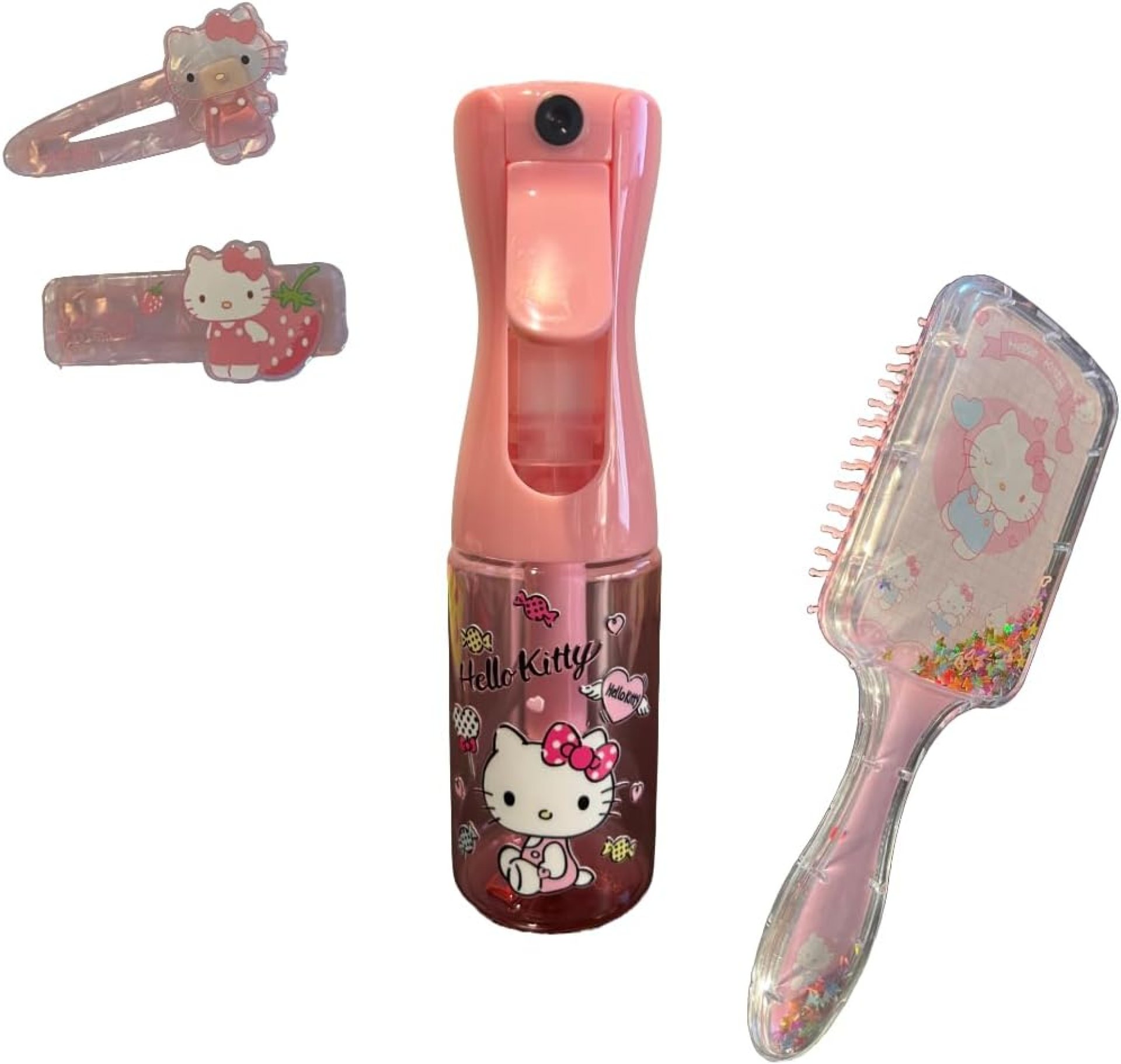 Hair Care Set Continuous Water Spray Bottle Brush Hair Clips Cute Kawaii Cartoon Dog Bunny Cat (Pink Kitty) Hair Care Set Continuous Water Spray Bottle Brush Hair Clips Cute Kawaii Cartoon Dog Bunny Cat (Pink Kitty)