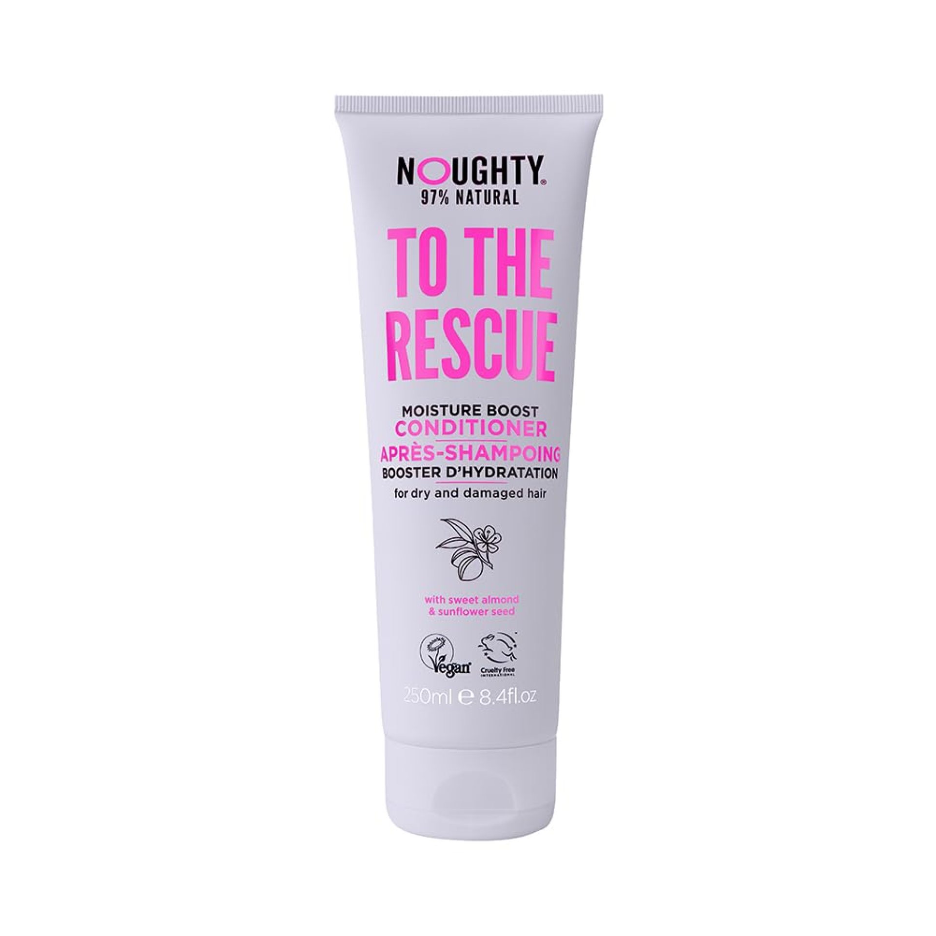 Noughty 97% Natural To The Rescue Moisture Boost Conditioner, to Gently Cleanse and Replenish Lost Moisture with Sweet Almond and Sunflower Seed, Sulphate Free Vegan Haircare 250ml Noughty 97% Natural To The Rescue Moisture Boost Conditioner, to Gently Cleanse and Replenish Lost Moisture with Sweet Almond and Sunflower Seed, Sulphate Free Vegan Haircare 250ml
