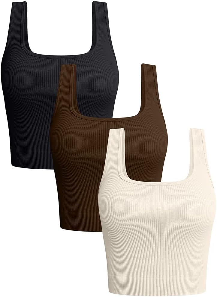 OQQ Women’s 3 Piece Tank Tops Ribbed Seamless Workout Exercise Shirts 2025 Summer Basic Camis OQQ Women’s 3 Piece Tank Tops Ribbed Seamless Workout Exercise Shirts 2025 Summer Basic Camis