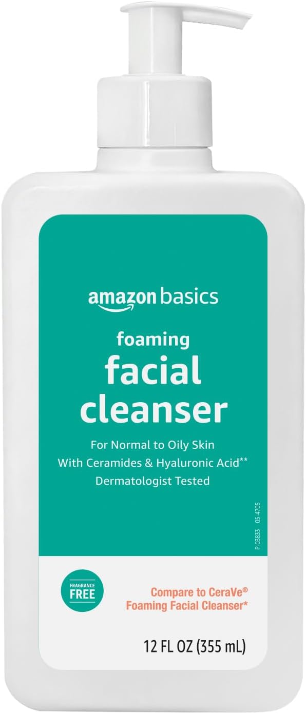 Amazon Basics Foaming Facial Cleanser with Ceramides & Hyaluronic Acid, Fragrance-Free, 12 Fl Oz, Pack of 1 Amazon Basics Foaming Facial Cleanser with Ceramides & Hyaluronic Acid, Fragrance-Free, 12 Fl Oz, Pack of 1