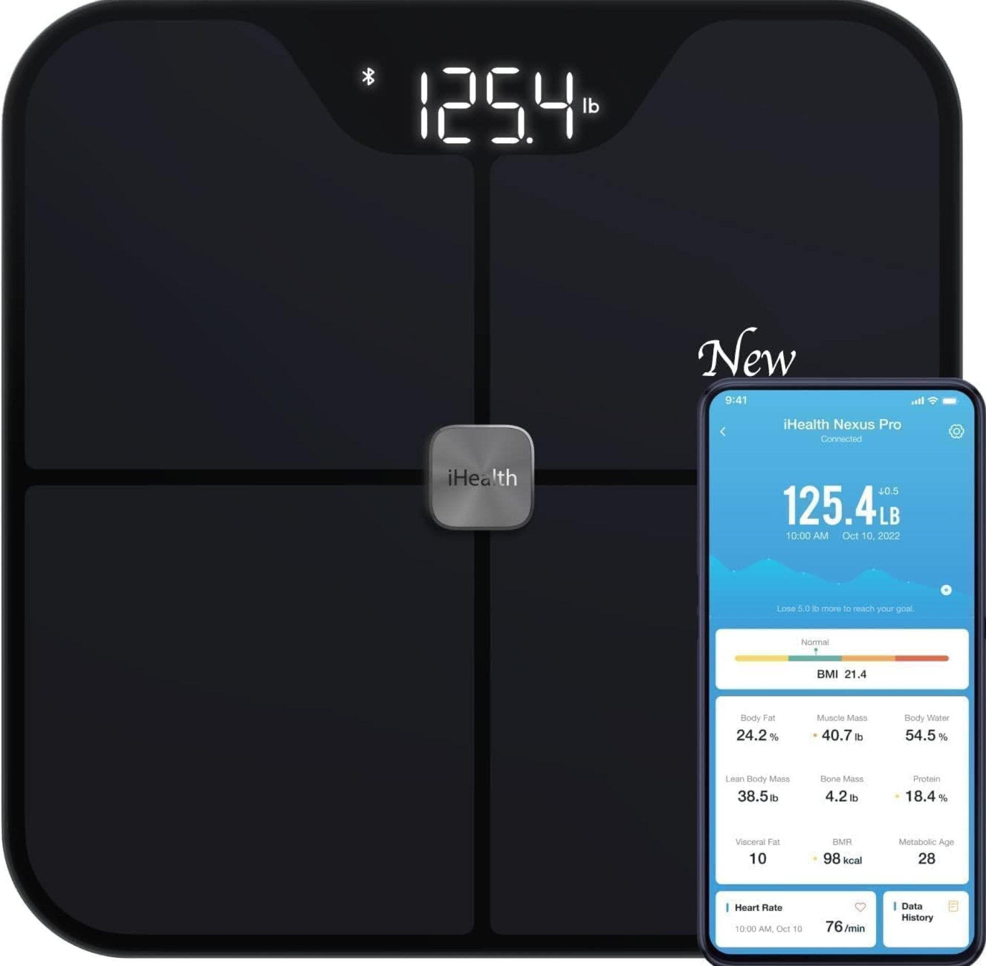 iHealth Nexus PRO Digital Bathroom Scale for Body Weight and Composition Health Analyzer with Smart Bluetooth APP to Monitor Body Fat, BMI, Muscle Mass, and More, Weighing Up to 400 lbs – Black iHealth Nexus PRO Digital Bathroom Scale for Body Weight and Composition Health Analyzer with Smart Bluetooth APP to Monitor Body Fat, BMI, Muscle Mass, and More, Weighing Up to 400 lbs – Black