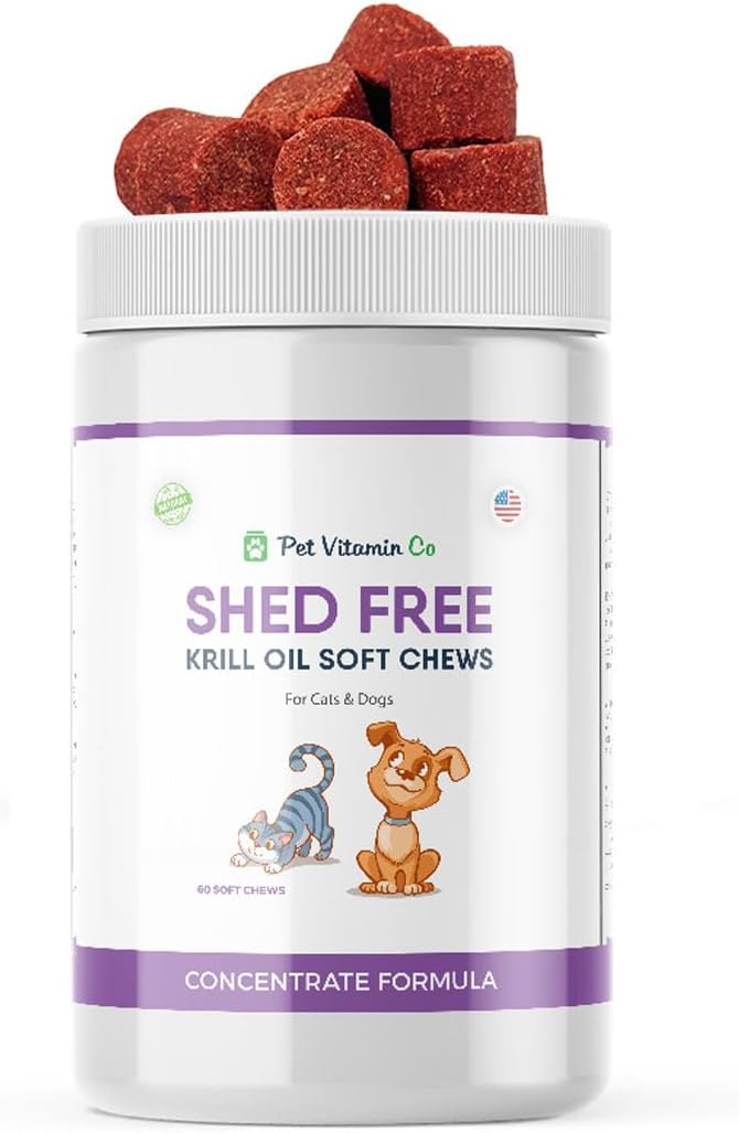Krill Oil Shed-Free Soft Chews for Dogs – Reduce Shedding & Itching – Rich in Omega 3 & Antioxidants – Improves Skin & Coat – Made in USA – 60 Soft Chews Krill Oil Shed-Free Soft Chews for Dogs – Reduce Shedding & Itching – Rich in Omega 3 & Antioxidants – Improves Skin & Coat – Made in USA – 60 Soft Chews