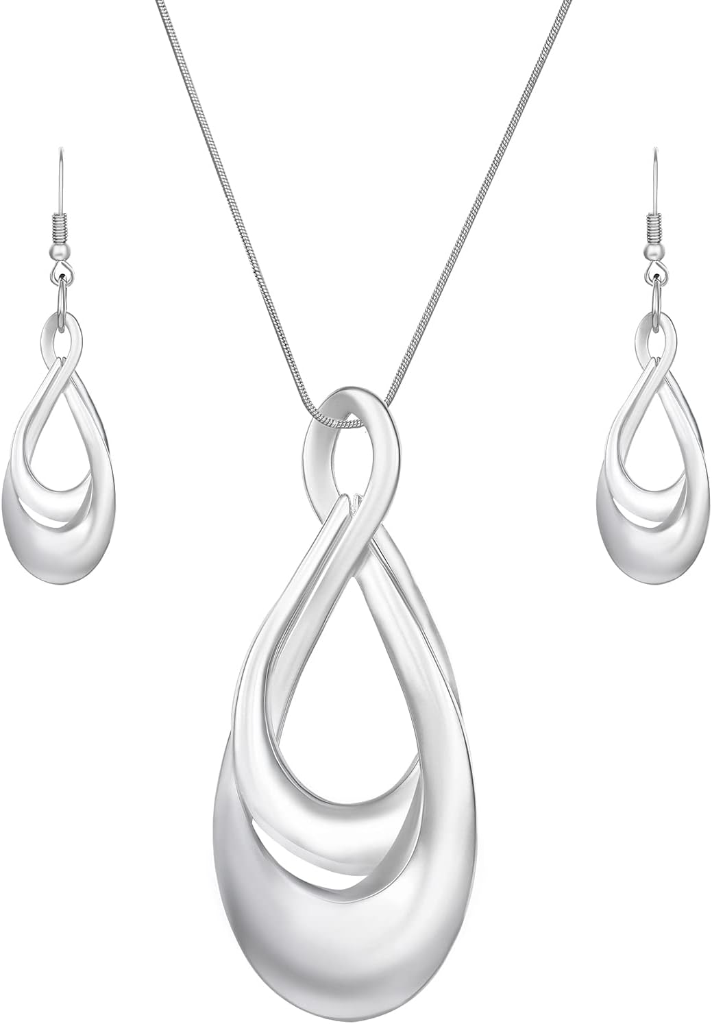 Madison Tyler Gold Plated Jewelry Set for Women | Silver Teardrop Pendant Necklace Trendy | Long Necklace with Snake Chain | Fashion Dangle Earring Set Madison Tyler Gold Plated Jewelry Set for Women | Silver Teardrop Pendant Necklace Trendy | Long Necklace with Snake Chain | Fashion Dangle Earring Set
