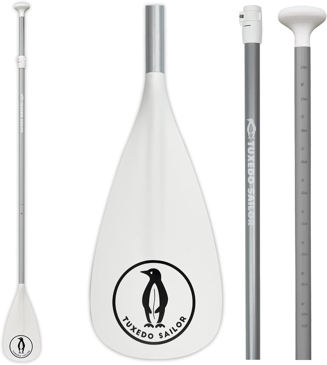 Tuxedo Sailor SUP Paddle – 3 Piece Adjustable Stand Up Paddle Board Paddle – Lightweight & Floating Paddle Board Oar – Durable and Packable, Reinforced Nylon Blades – Efficient Stroke Tuxedo Sailor SUP Paddle – 3 Piece Adjustable Stand Up Paddle Board Paddle – Lightweight & Floating Paddle Board Oar – Durable and Packable, Reinforced Nylon Blades – Efficient Stroke