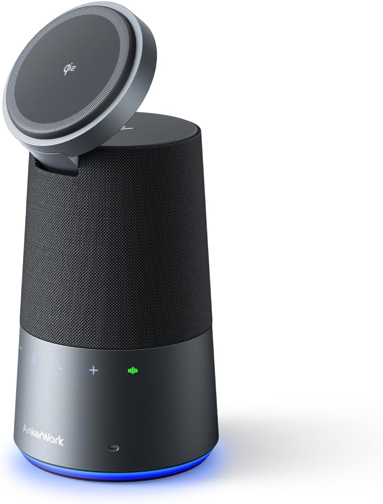 AnkerWork S600 by Anker All-in-One Speakerphone, Bluetooth Speaker Microphone, Qi2 15W Wireless Charging, AI Noise Cancelling, 70° Adjustable Magnetic Phone Stand, 360° Sound, 16H Built-in Battery AnkerWork S600 by Anker All-in-One Speakerphone, Bluetooth Speaker Microphone, Qi2 15W Wireless Charging, AI Noise Cancelling, 70° Adjustable Magnetic Phone Stand, 360° Sound, 16H Built-in Battery