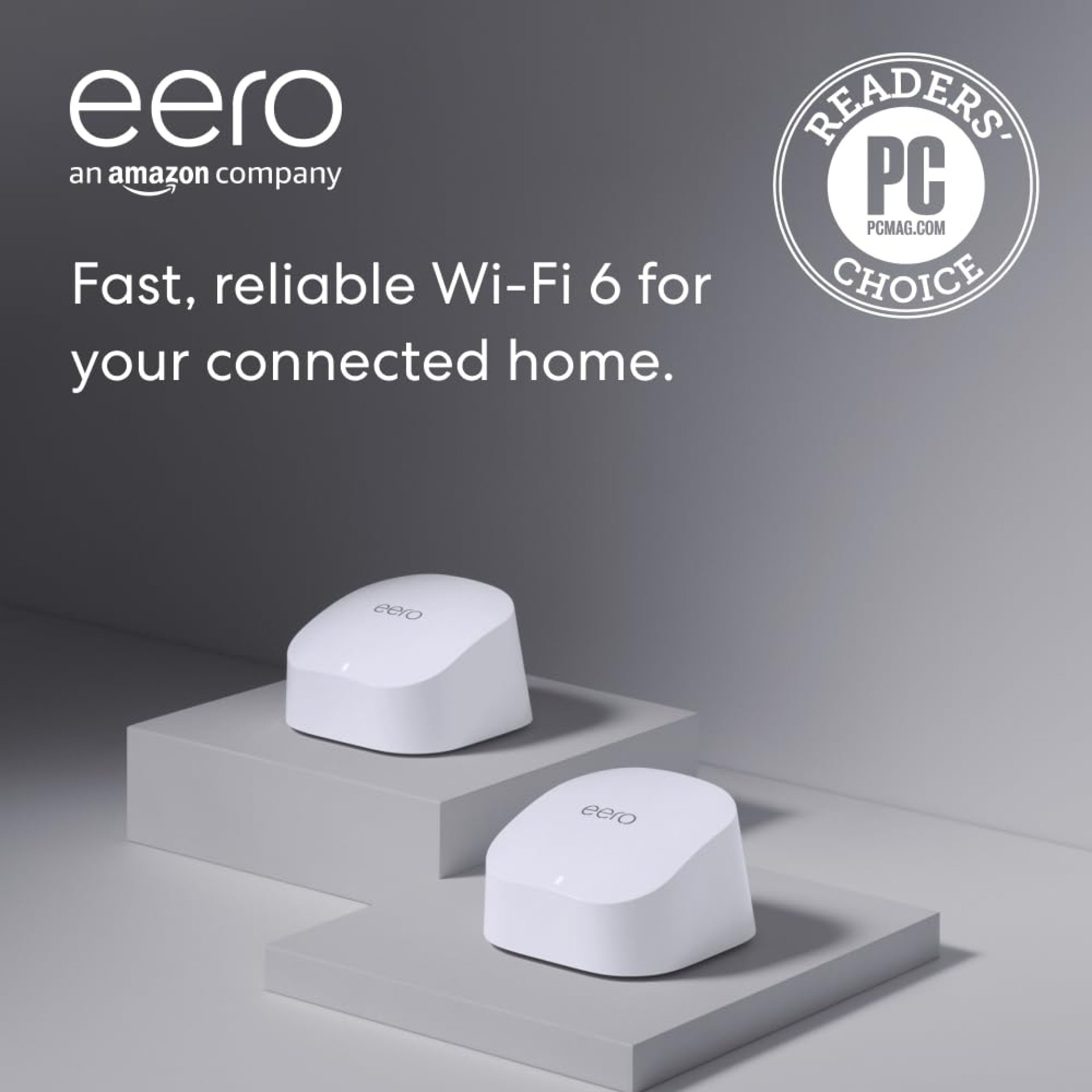 Amazon eero 6 mesh wifi system – Supports internet plans up to 500 Mbps, Coverage up to 3,000 sq. ft., Connect 75+ devices, 2-pack (1 router + 1 extender) Amazon eero 6 mesh wifi system – Supports internet plans up to 500 Mbps, Coverage up to 3,000 sq. ft., Connect 75+ devices, 2-pack (1 router + 1 extender)