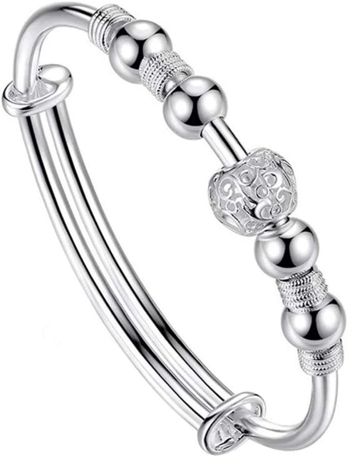 smallwoodi Bangle Bracelet, Hollow Bead Charm Bracelet Bangle Fashion Women Adjustable Party Women’s 925 Sterling Similar Silver beads Jewelry Christmas Gift for Men for Women Silver smallwoodi Bangle Bracelet, Hollow Bead Charm Bracelet Bangle Fashion Women Adjustable Party Women’s 925 Sterling Similar Silver beads Jewelry Christmas Gift for Men for Women Silver