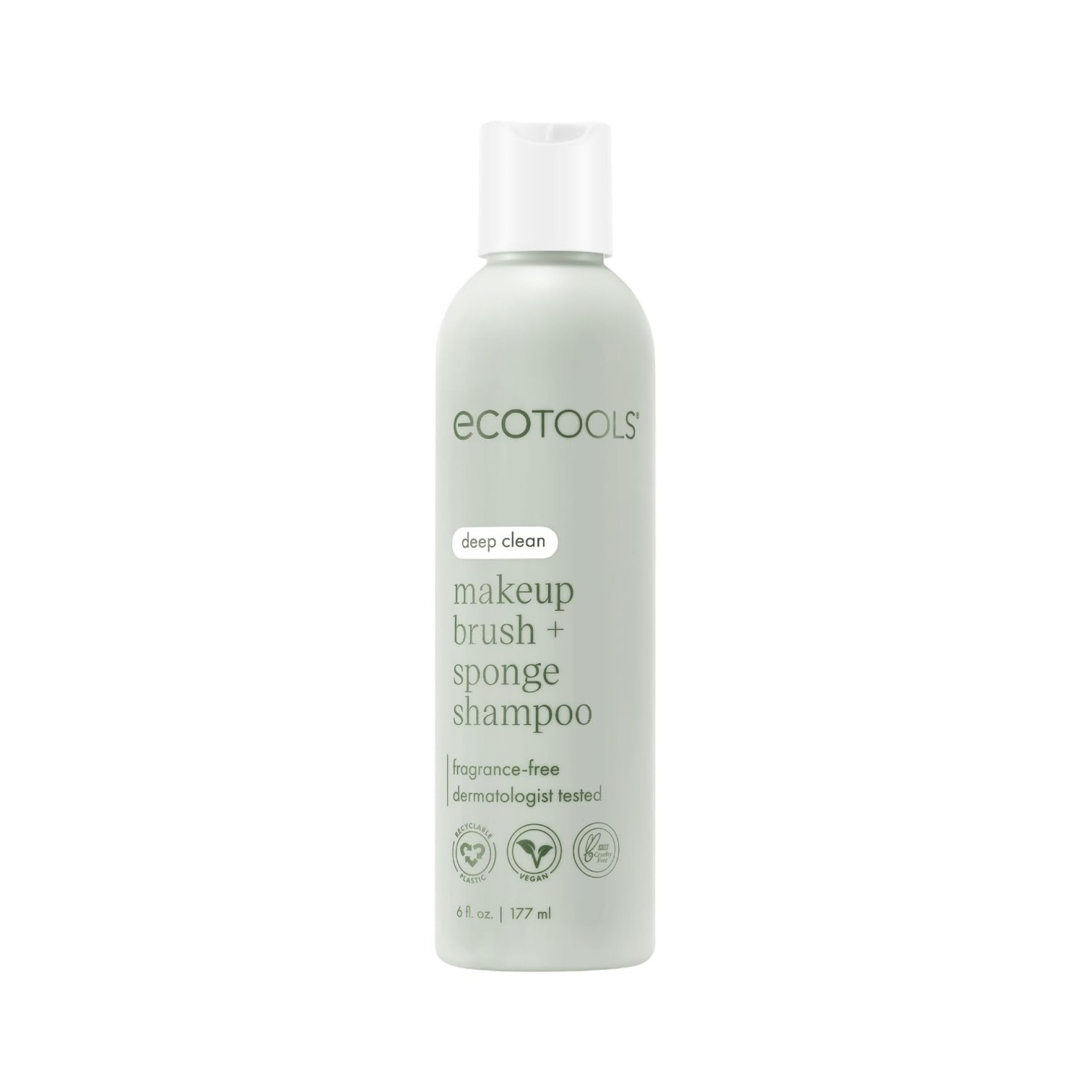 EcoTools Cleanser Shampoo for Makeup Brush/Sponge/Puffs, Remove Makeup & Impurities, Fragrance-Free, No Harsh Chemicals, Vegan & Cruelty-Free, 6 fl.oz./177 ml, 1 Count EcoTools Cleanser Shampoo for Makeup Brush/Sponge/Puffs, Remove Makeup & Impurities, Fragrance-Free, No Harsh Chemicals, Vegan & Cruelty-Free, 6 fl.oz./177 ml, 1 Count